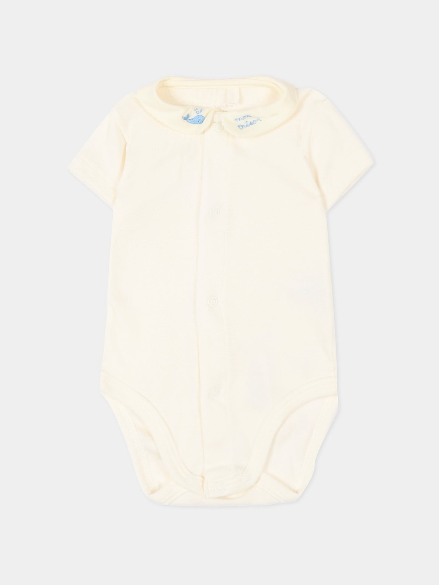 Body avorio per neonato con balena,Petit Bateau,A0FSV MILK/FLO 01