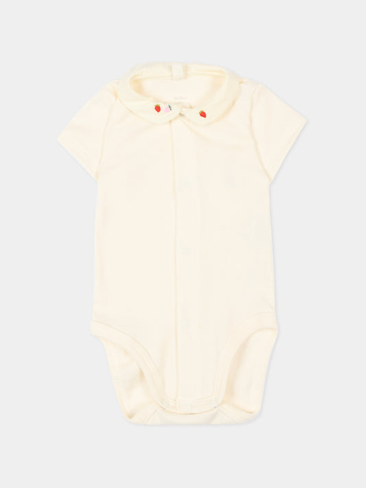 Body avorio per neonata con fragole,Petit Bateau,A0FSV MILK/BARELY 02