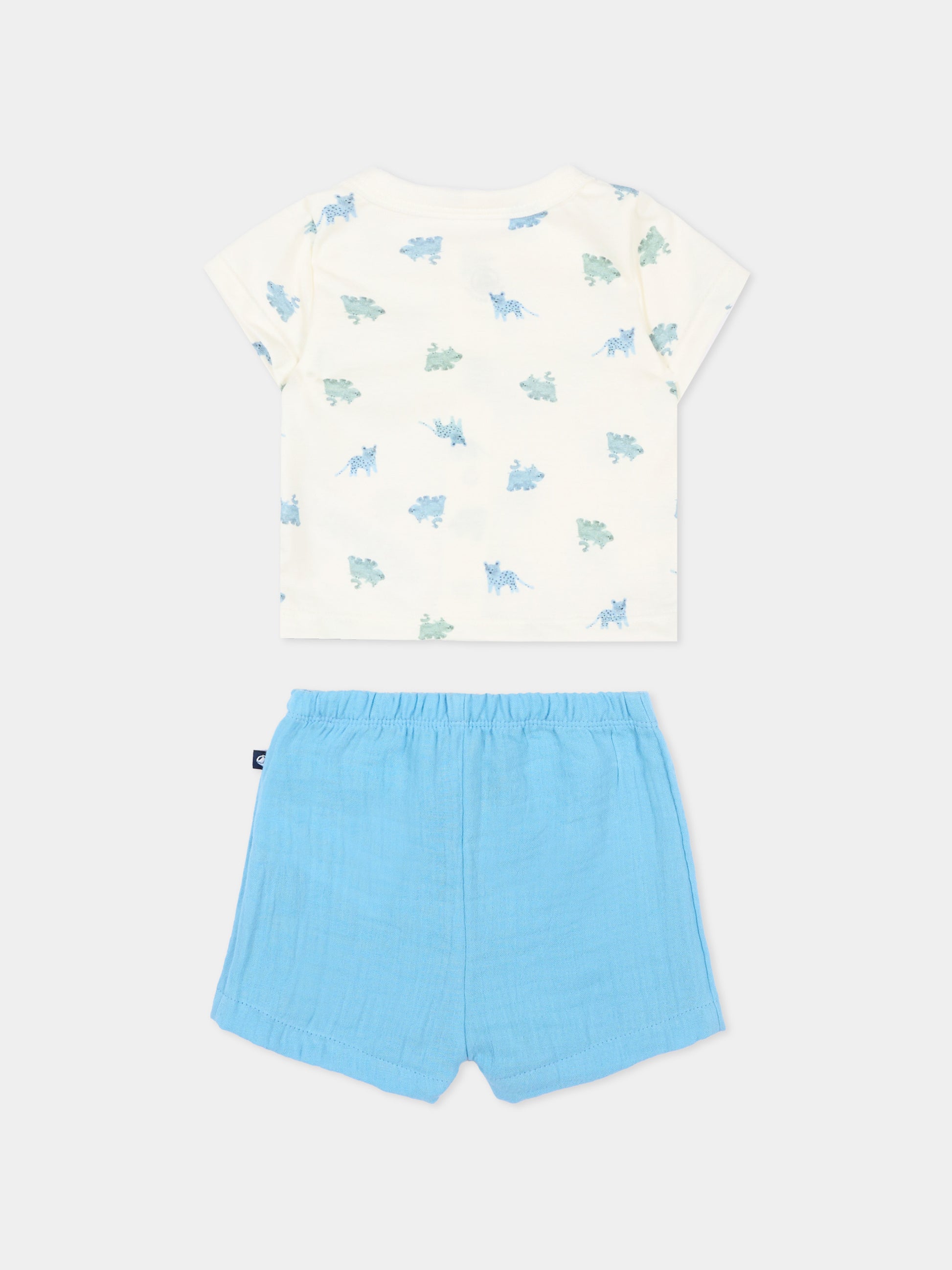 Completo sportivo azzurro per neonato con dinosauri,Petit Bateau,A0G0L FLO/MULTICO 01