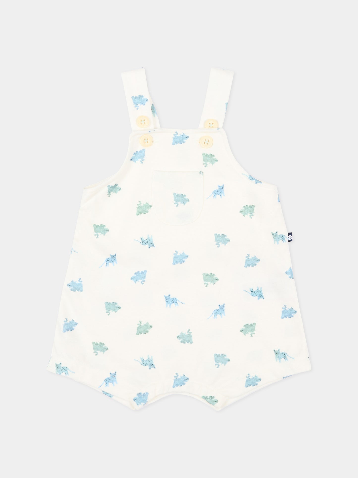 Salopette avorio per neonato con dinosauri,Petit Bateau,A0FMJ MARSHMALLOW/MULTICO 01