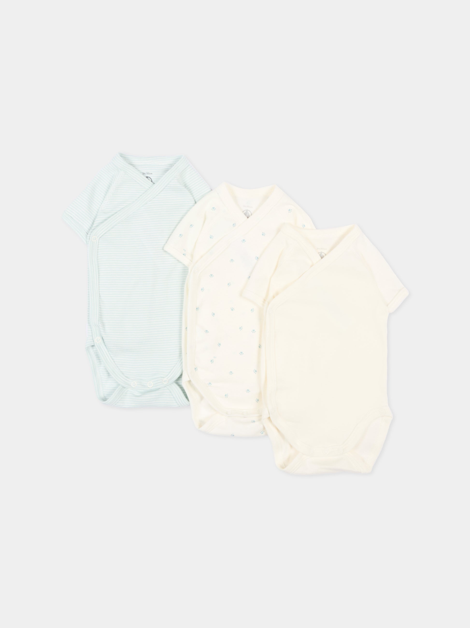 Set body avorio per neonato a righe,Petit Bateau,A0FAG VARIANTE 1 00