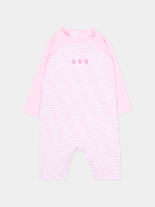 Tutina rosa anti UV per neonata a righe,Petit Bateau,A0FN7 MARQUISE/MARSHMALLOW 02