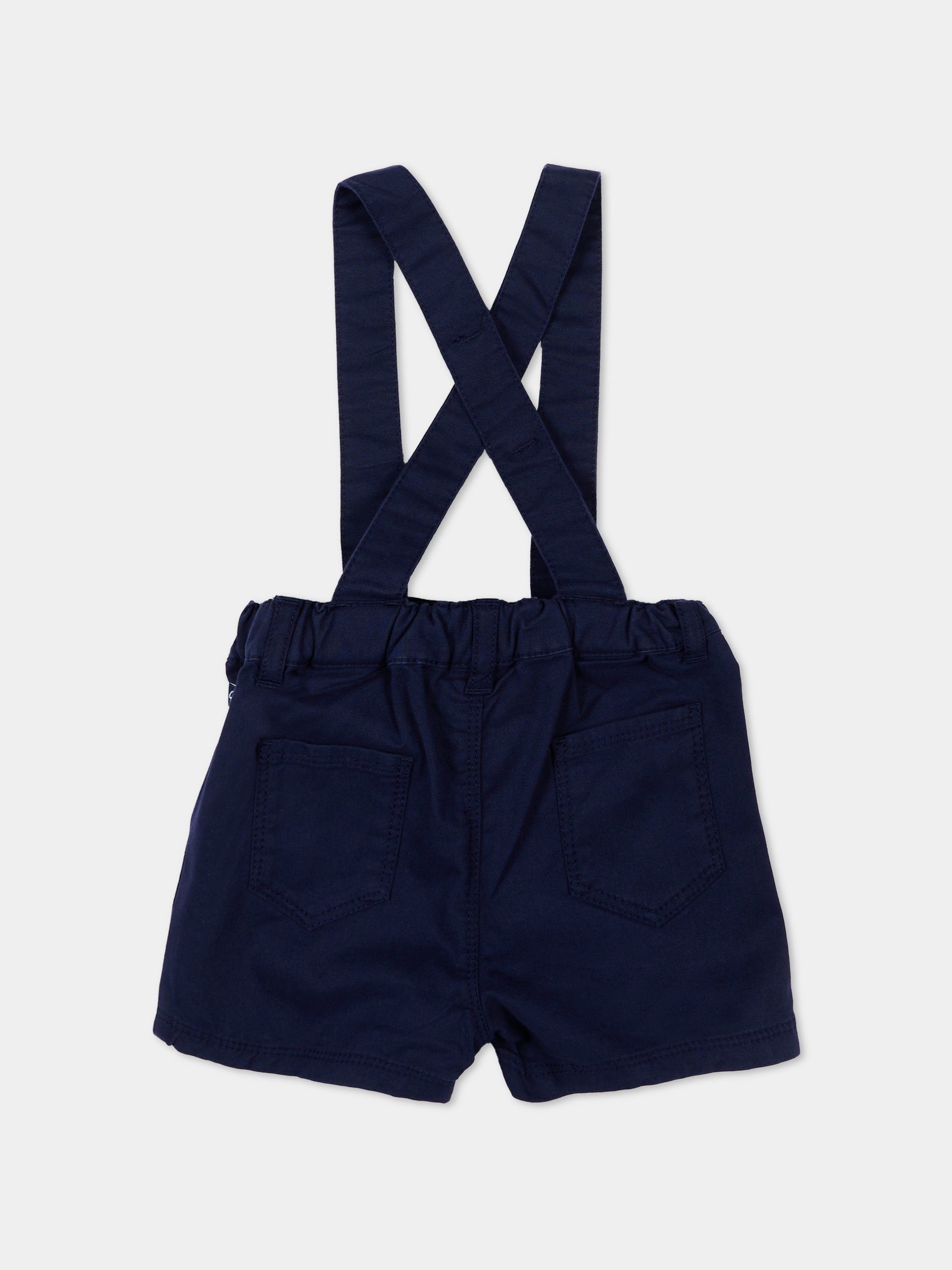 Shorts blu per neonato con bretelle,Petit Bateau,A0FQM SOIR 01