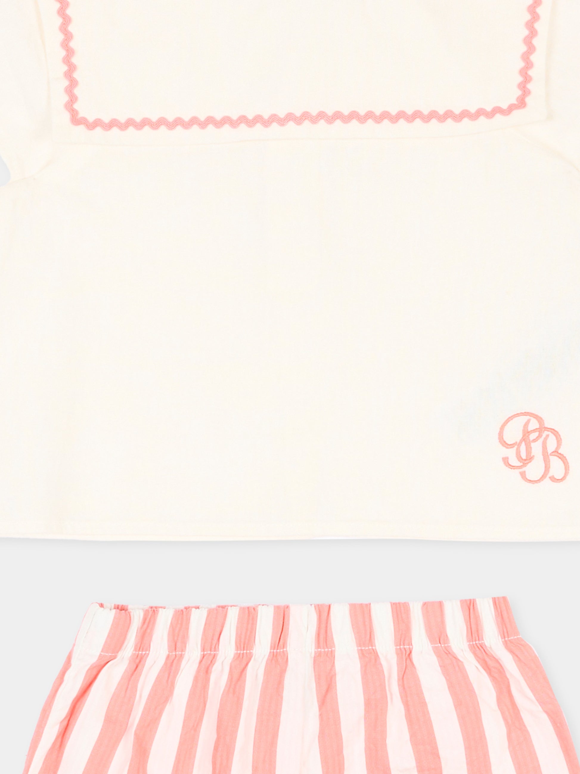 Completo multicolor per neonata a righe,Petit Bateau,A0FAB FLAMAND/MARSHMALLOW 01