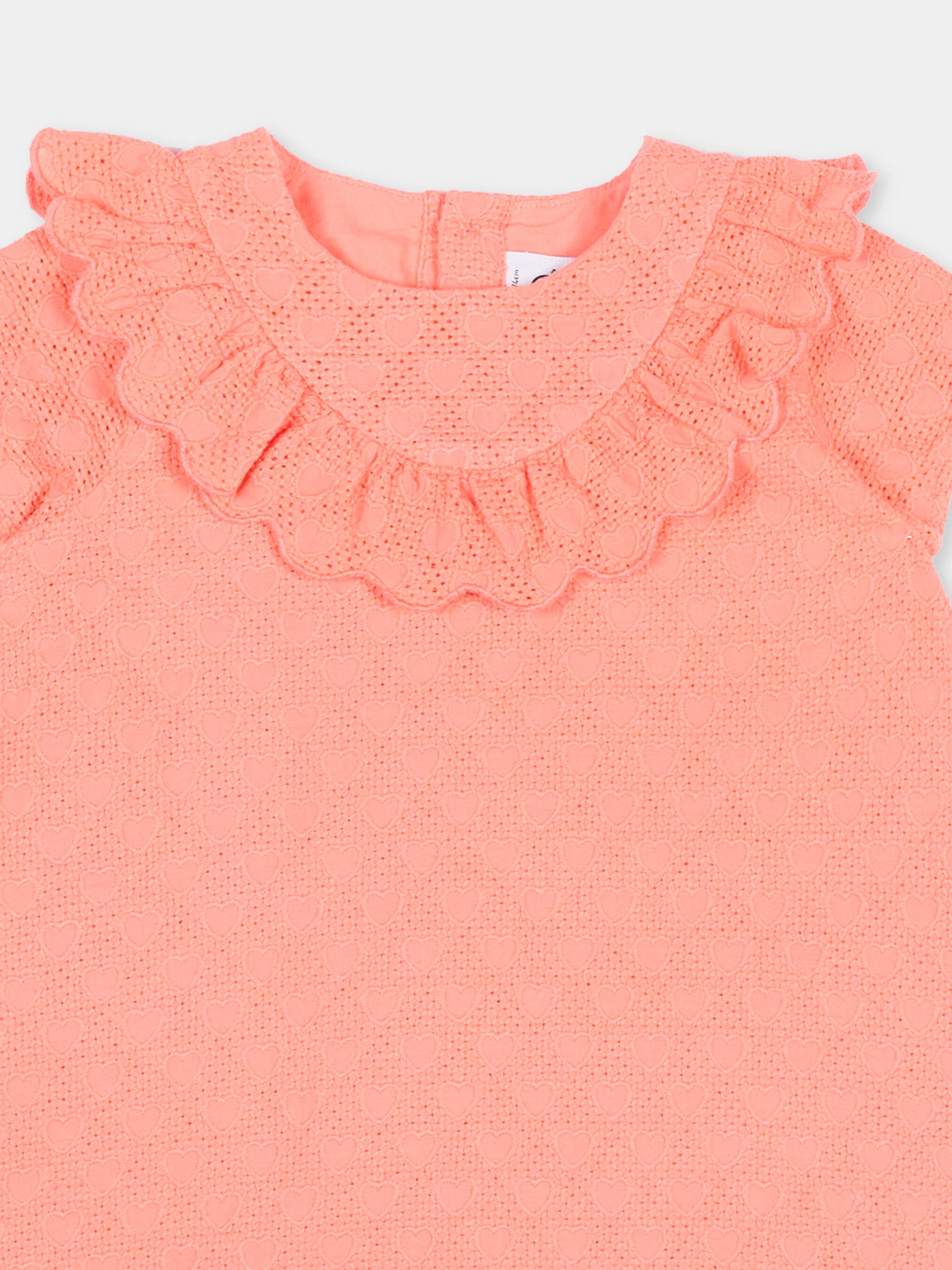 Vestito rosa per neonata traforato,Petit Bateau,A0F51 FLAMAND 02