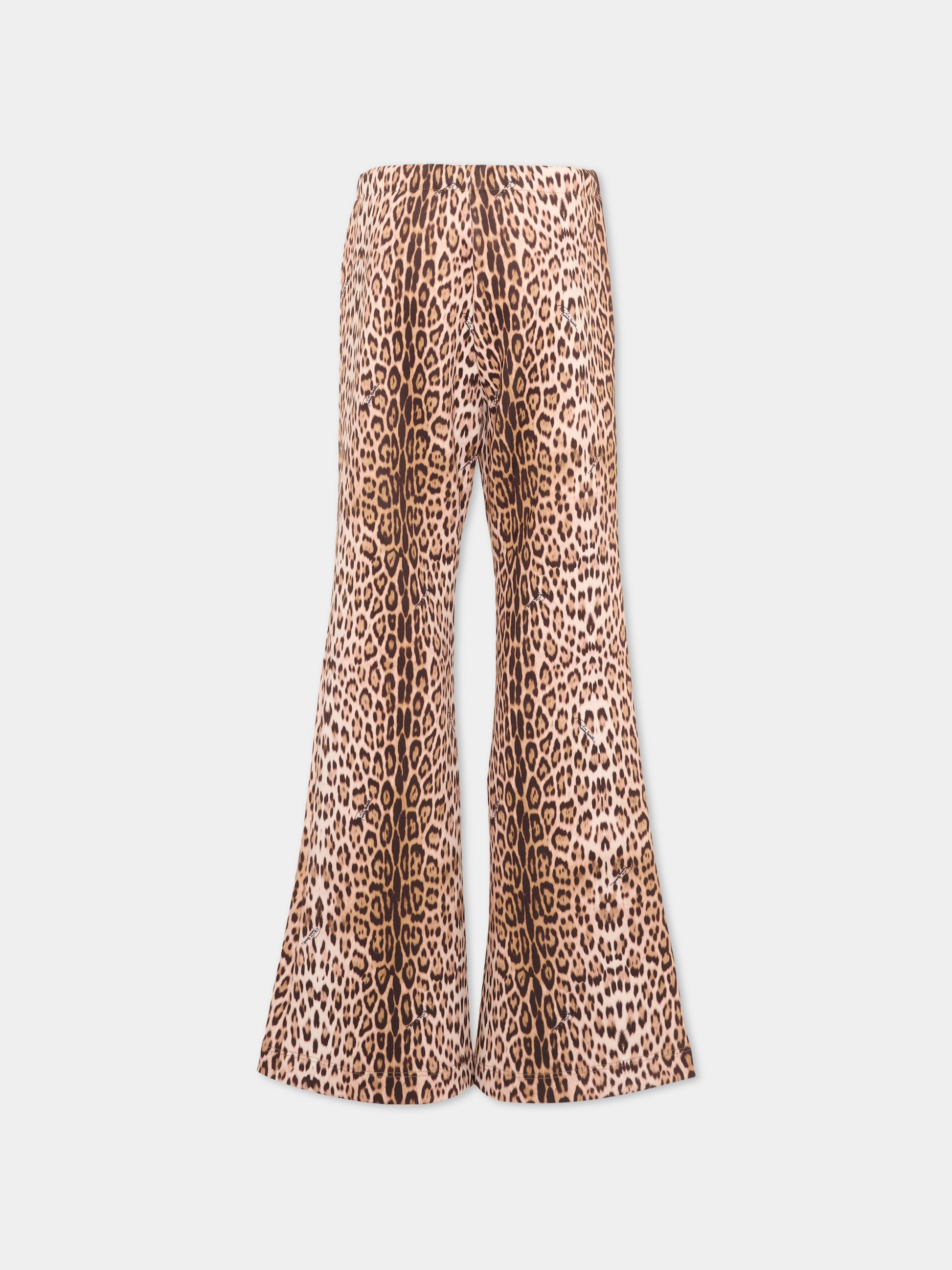 Leggings marroni per bambina animalier,Roberto Cavalli Kids,CGP26007LE MACULA NEW HERITAGE