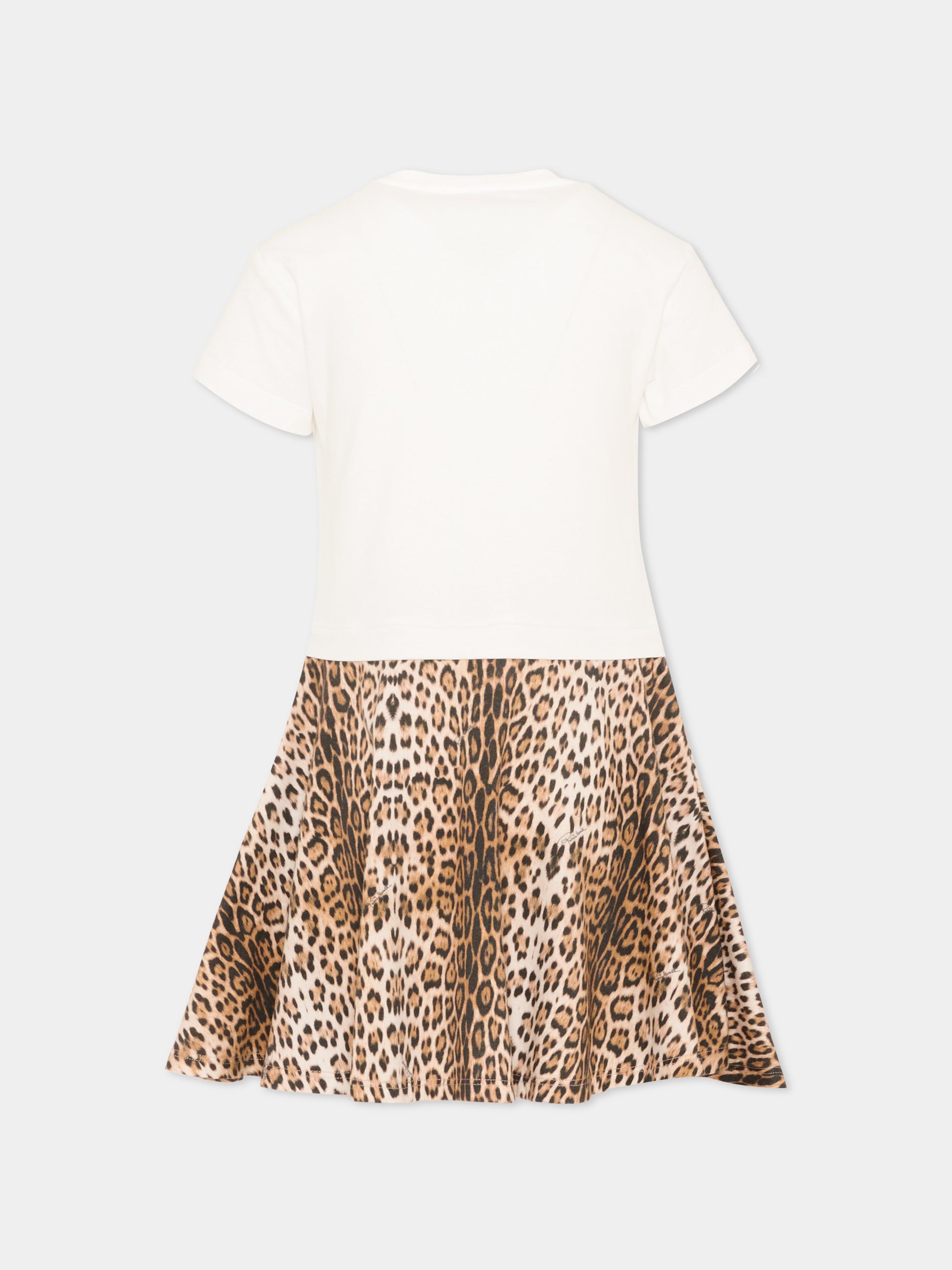 Vestito bianco per bambina animalier,Roberto Cavalli Kids,CGP26079VE WHITE