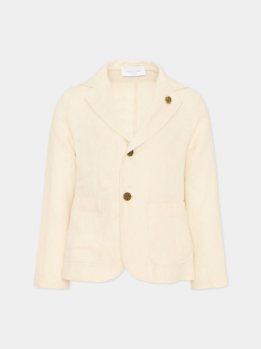 Giacca beige per bambino con monogram,Roberto Cavalli Kids,CBP26092GC BEIGE PUTTY COLOR