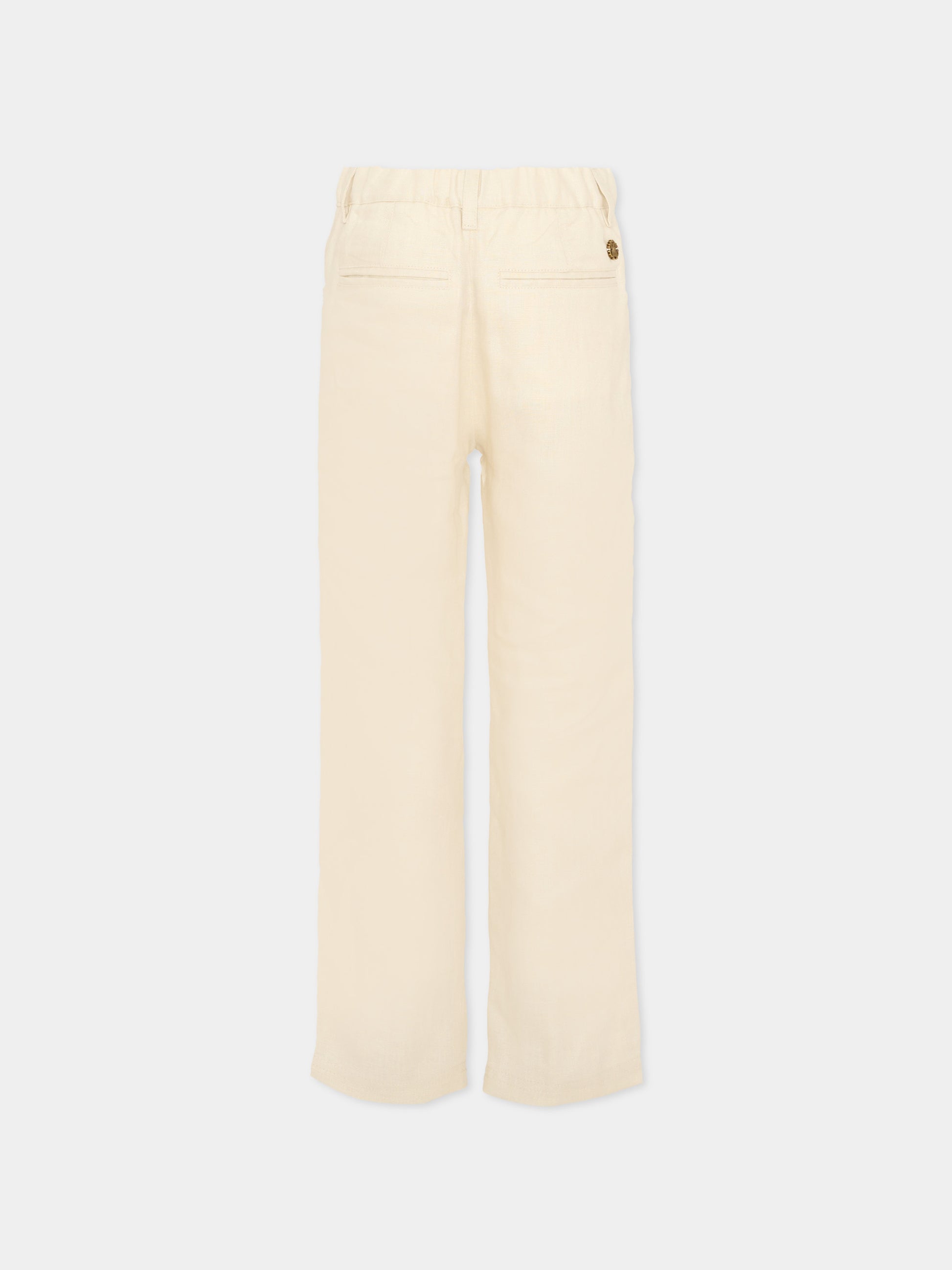 Pantaloni beige per bambino con monogram,Roberto Cavalli Kids,CBP26089PA BEIGE PUTTY COLOR