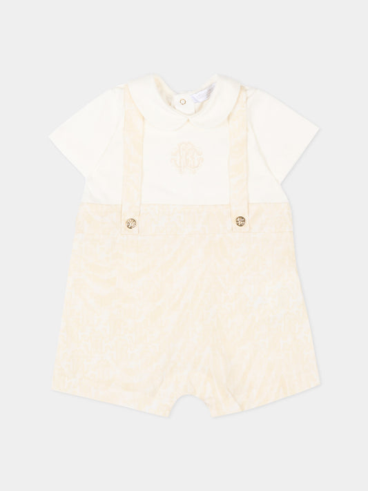 Pagliaccetto avorio per neonati con stampa monogram,Roberto Cavalli Kids,CLP26014TU ZEBRA AVORIO