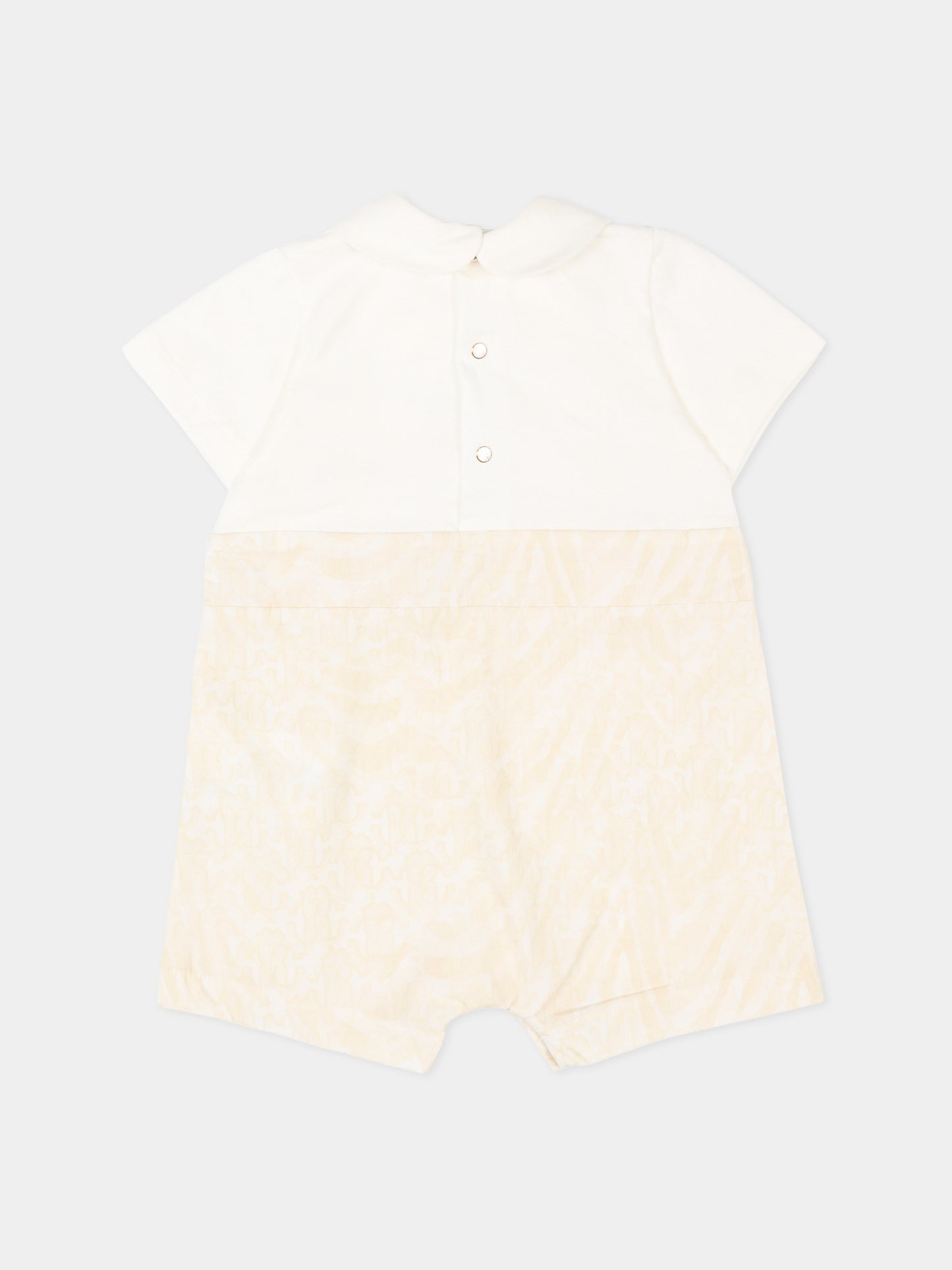 Pagliaccetto avorio per neonati con stampa monogram,Roberto Cavalli Kids,CLP26014TU ZEBRA AVORIO