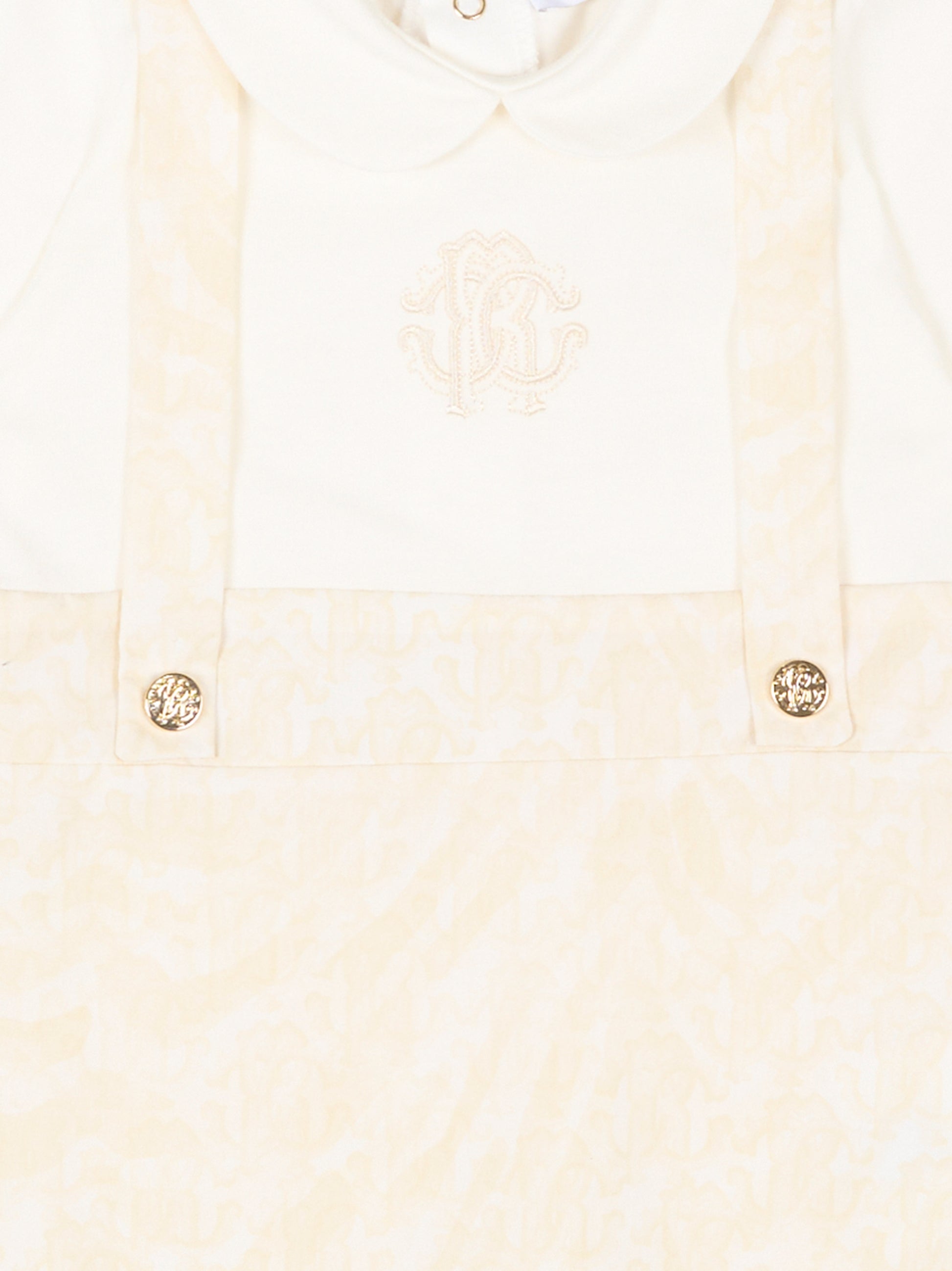 Pagliaccetto avorio per neonati con stampa monogram,Roberto Cavalli Kids,CLP26014TU ZEBRA AVORIO