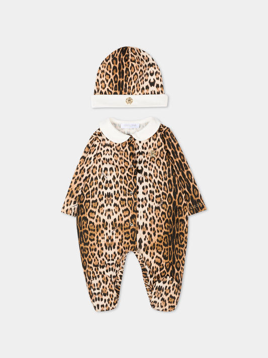 Set tutina marrone per neonati animalier,Roberto Cavalli Kids,CLP26018TU MACULA NEW HERITAGE