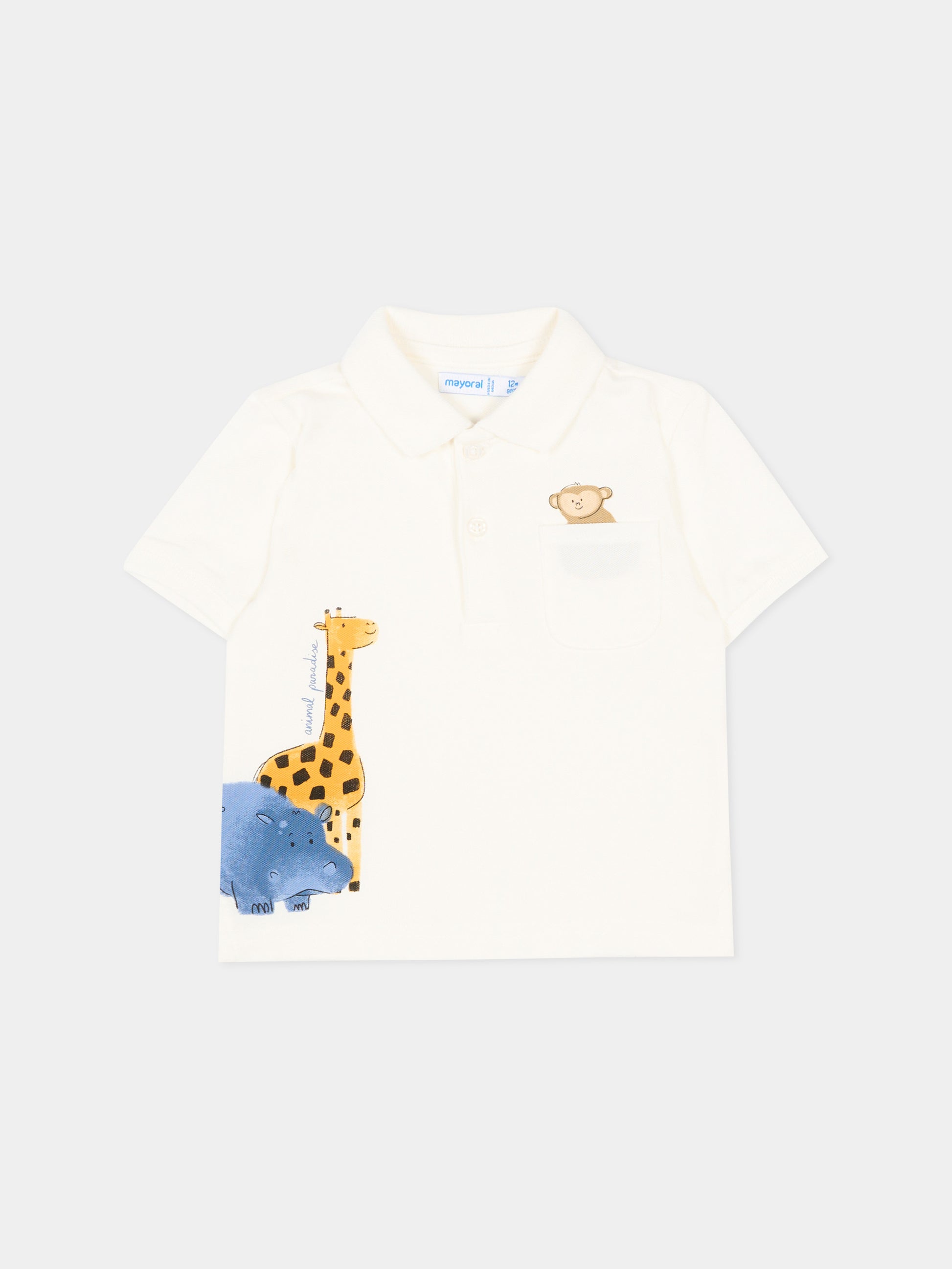 Polo avorio per neonato con animali,Mayoral,1108 016