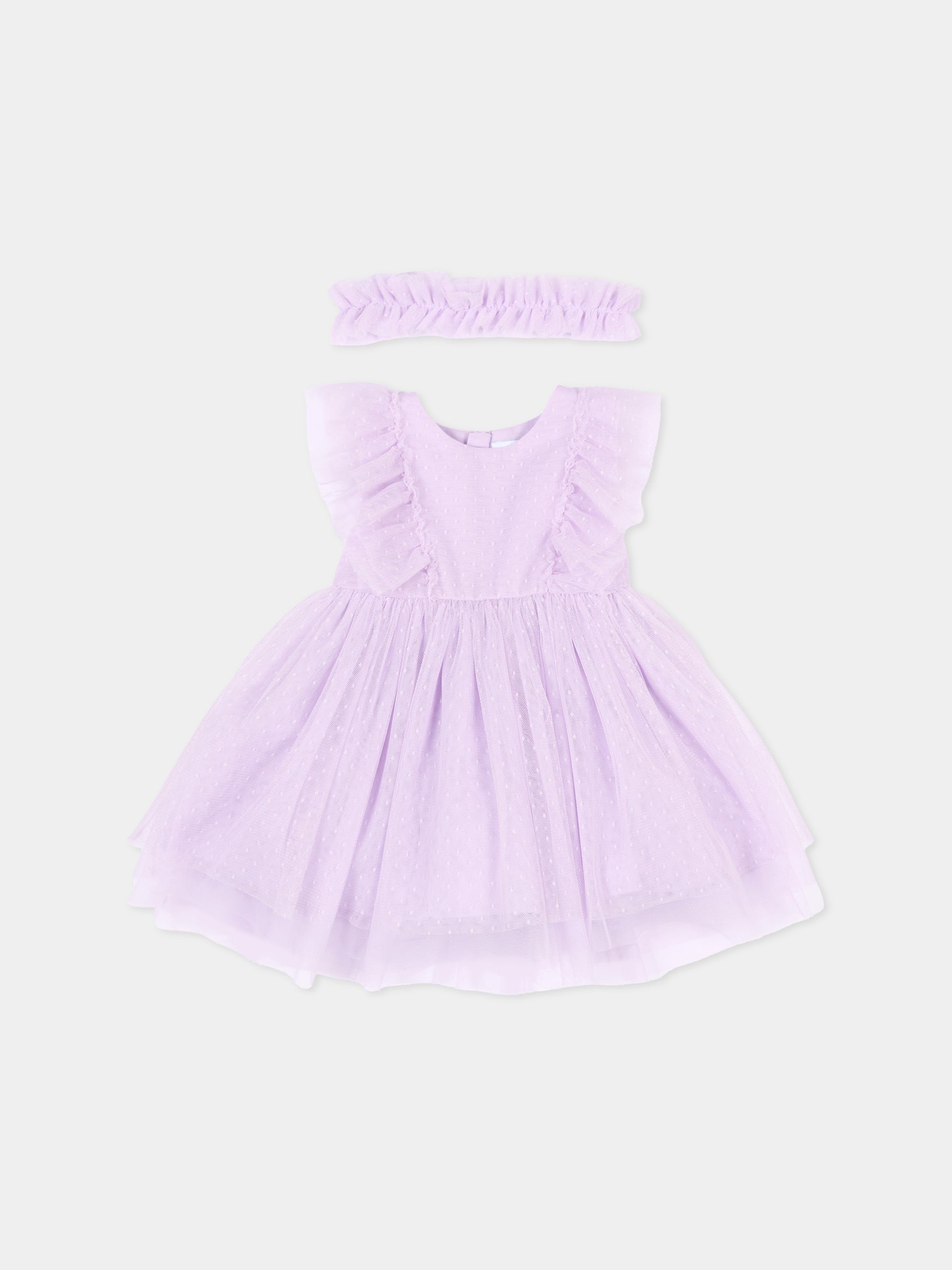 Abito elegante lilla per neonata in plumetis,Mayoral,1905 047