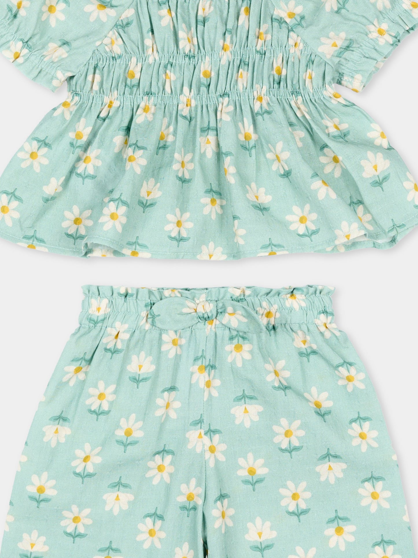 Completo sportivo corto verde per neonata con margherite,Mayoral,1513 073