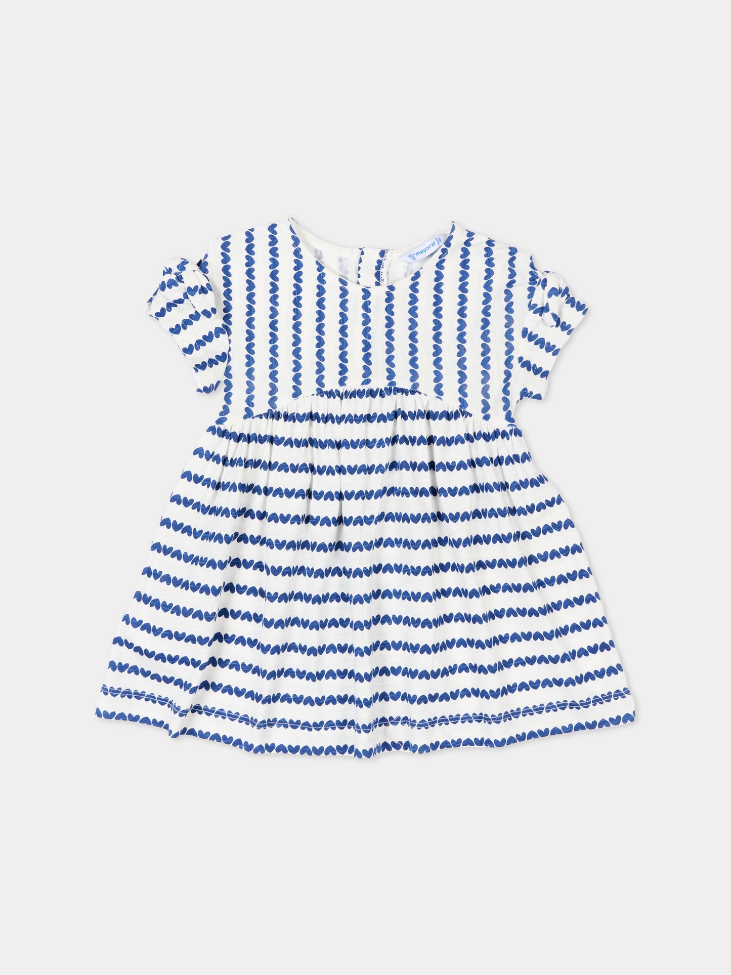 Vestito bianco per neonata con cuori blu,Mayoral,1919 050