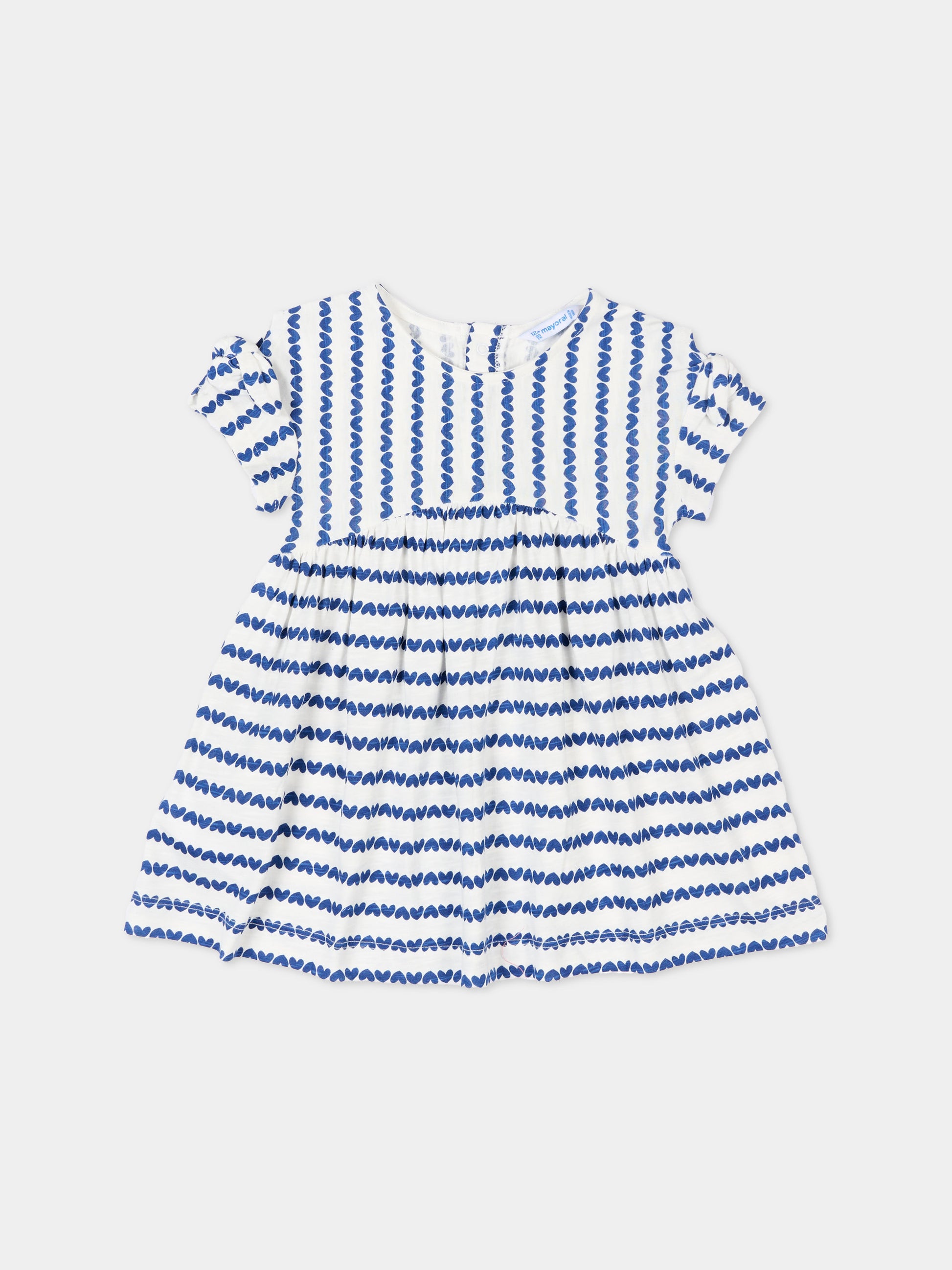 Vestito bianco per neonata con cuori blu,Mayoral,1919 050