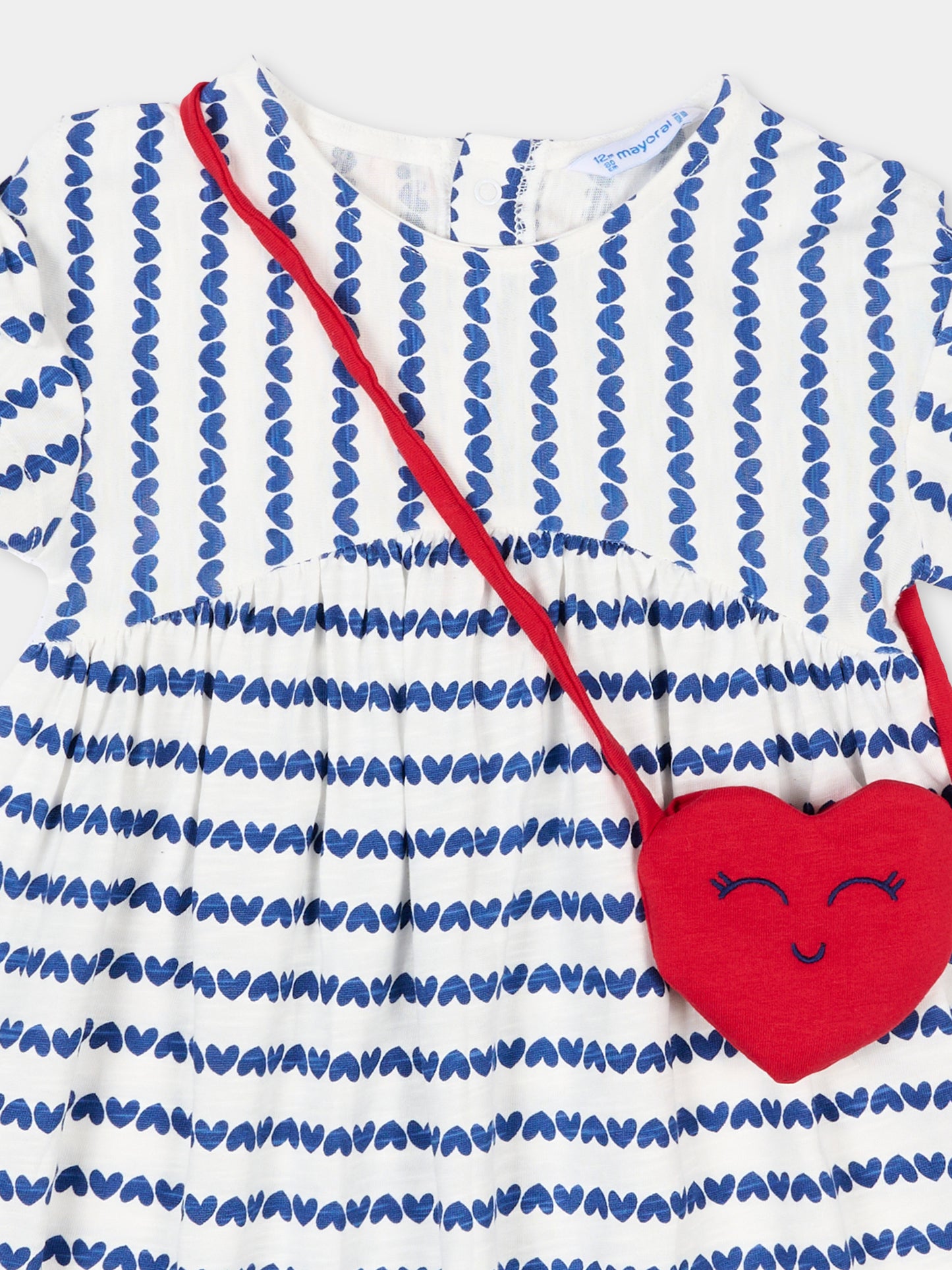 Vestito bianco per neonata con cuori blu,Mayoral,1919 050
