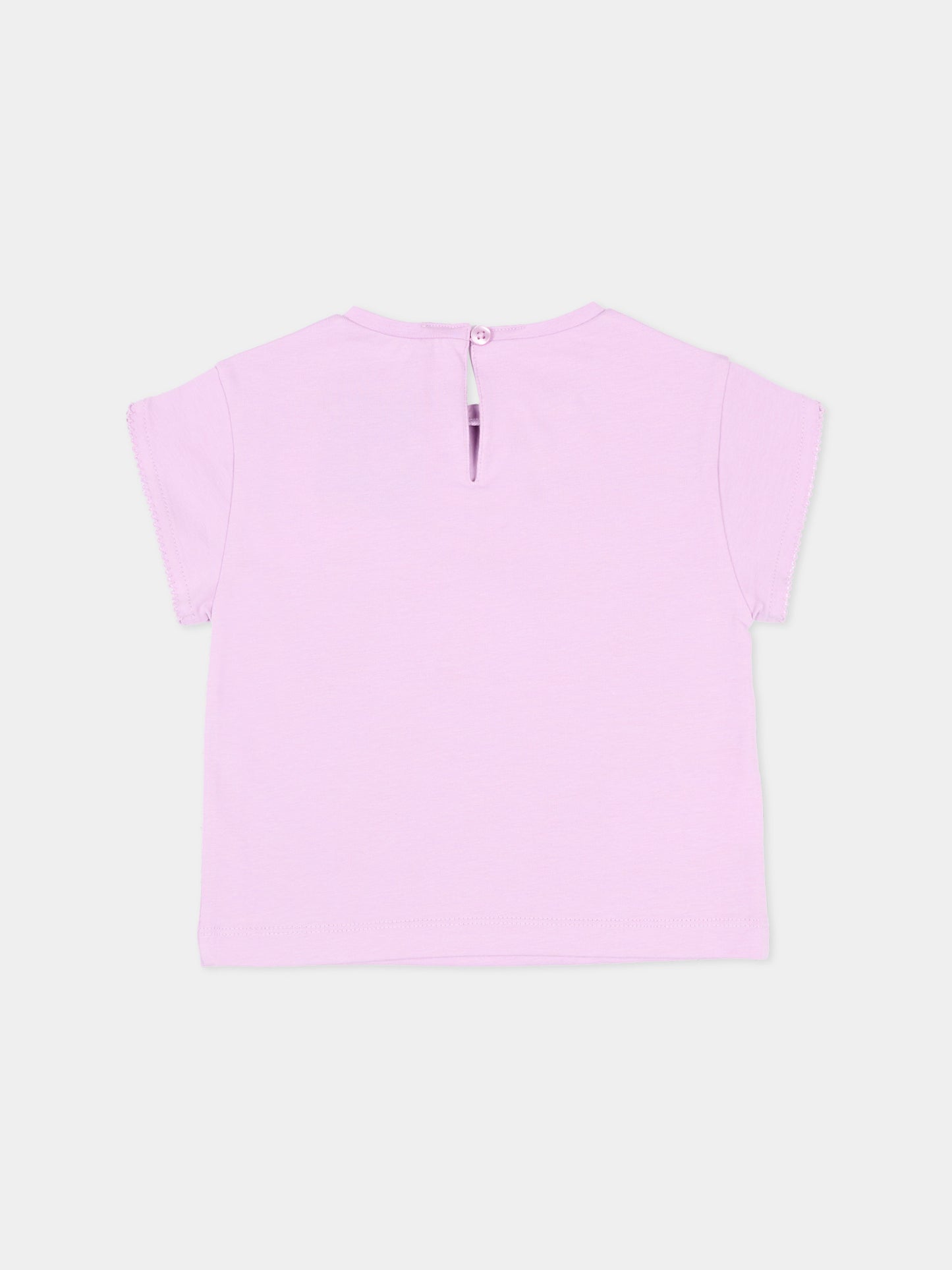 T-Shirt lilla per neonata con stampa fiore,Mayoral,1087 026