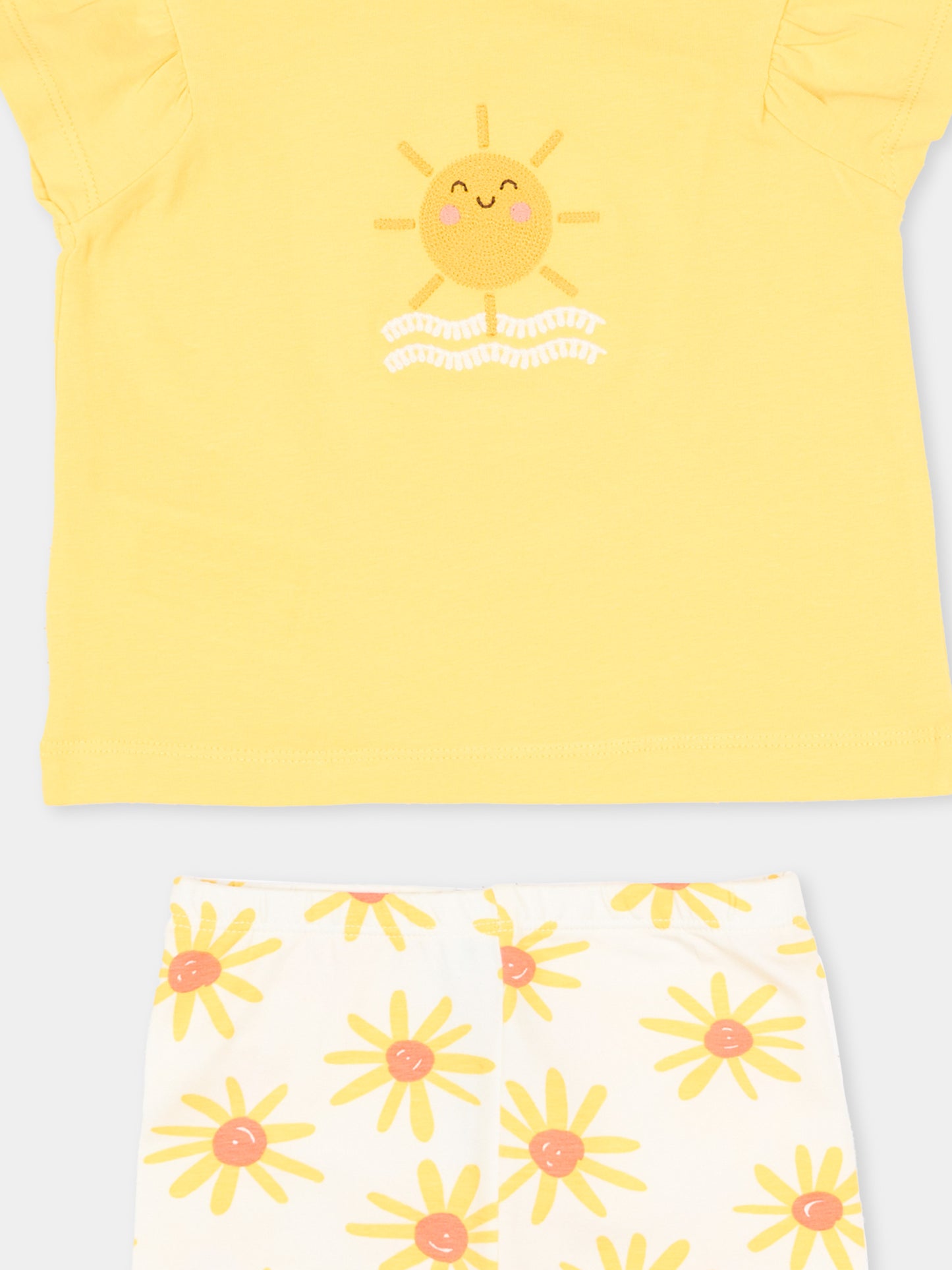 Completo sportivo corto giallo per neonata con sole,Mayoral,1751 091