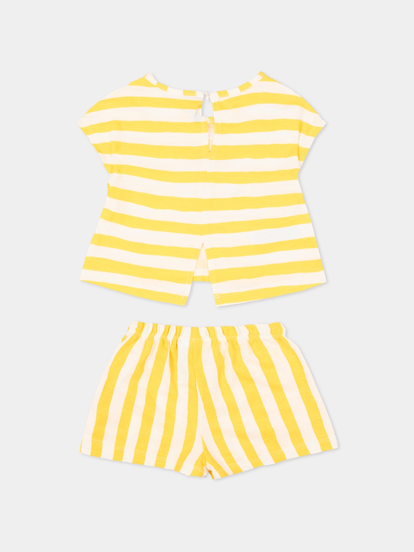 Completo sportivo corto giallo per neonata a righe,Mayoral,1208 056