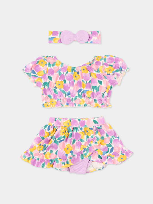 Completo sportivo viola per neonata floreale,Mayoral,1934 086