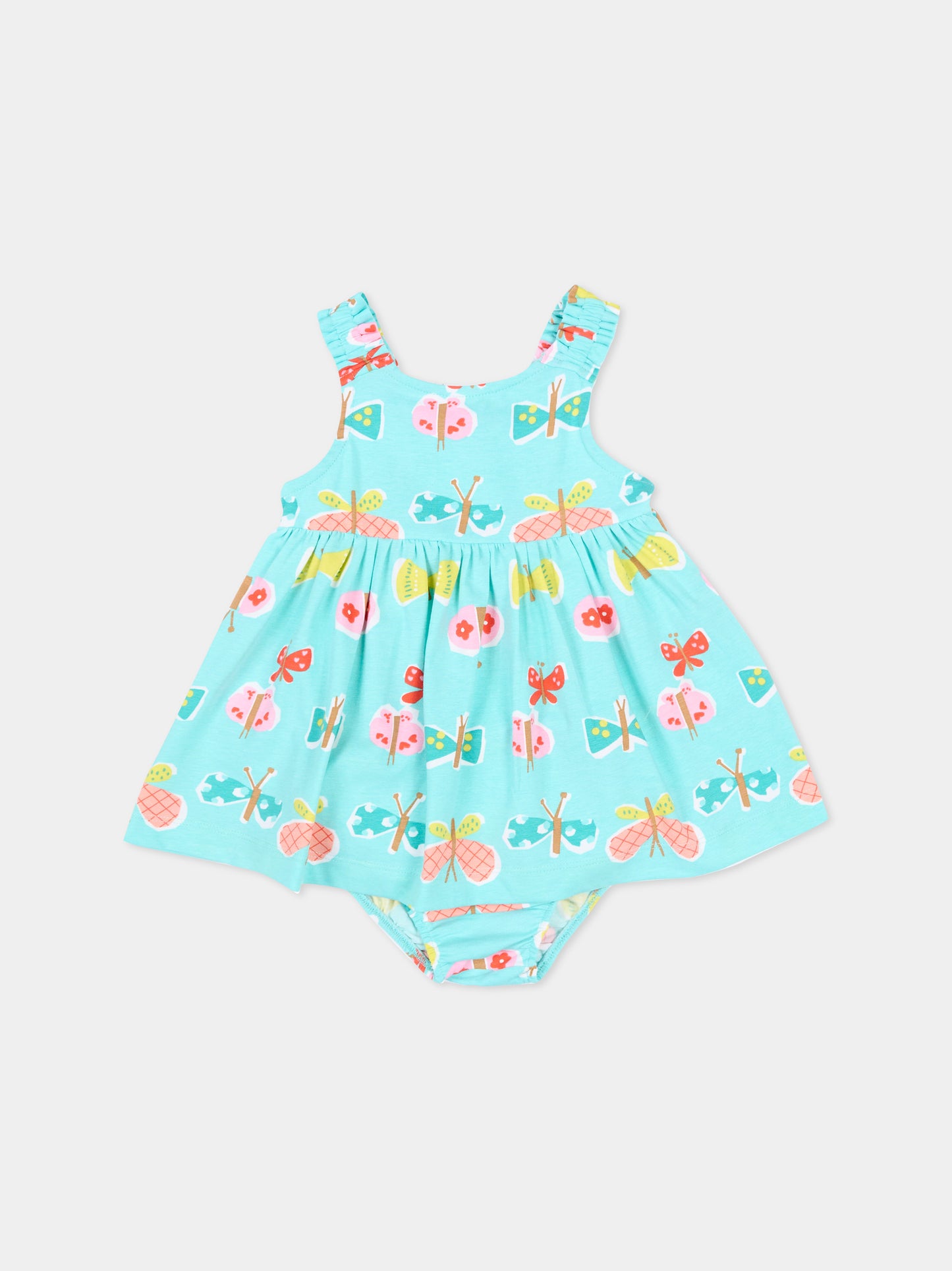 Vestito verde acqua per neonata con farfalle,Mayoral,1927 058