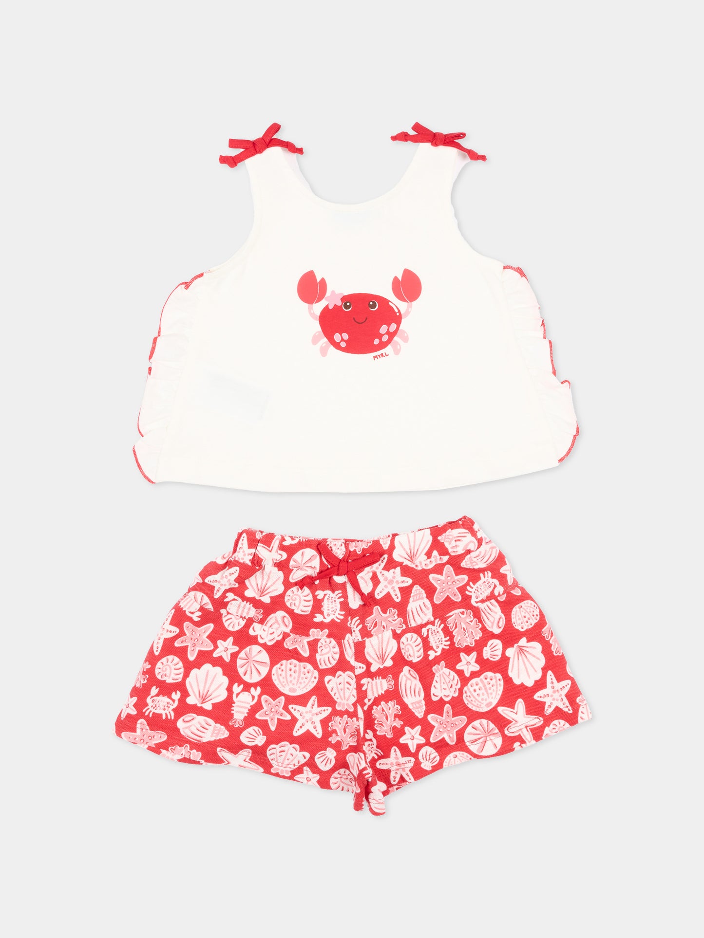 Completo sportivo rosso per neonata con stampa mare,Mayoral,1210 065