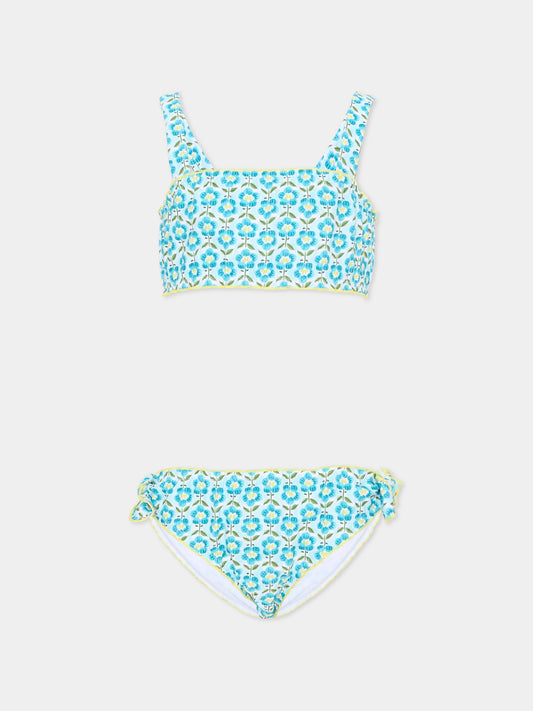 Bbikini azzurro floreale per bambina,Mayoral,3735 049