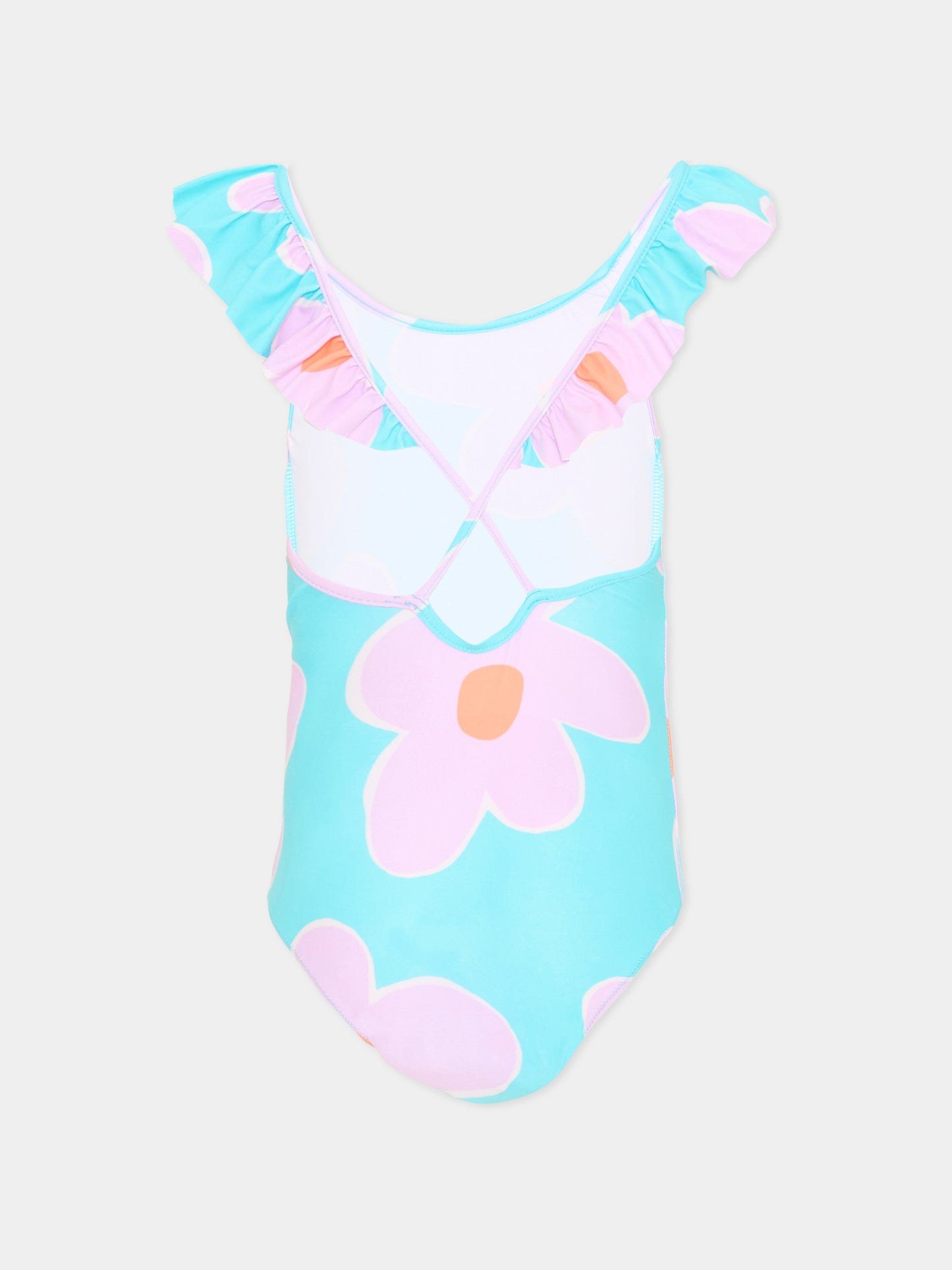 Costume intero lilla per bambina con fiori,Mayoral,3738 053