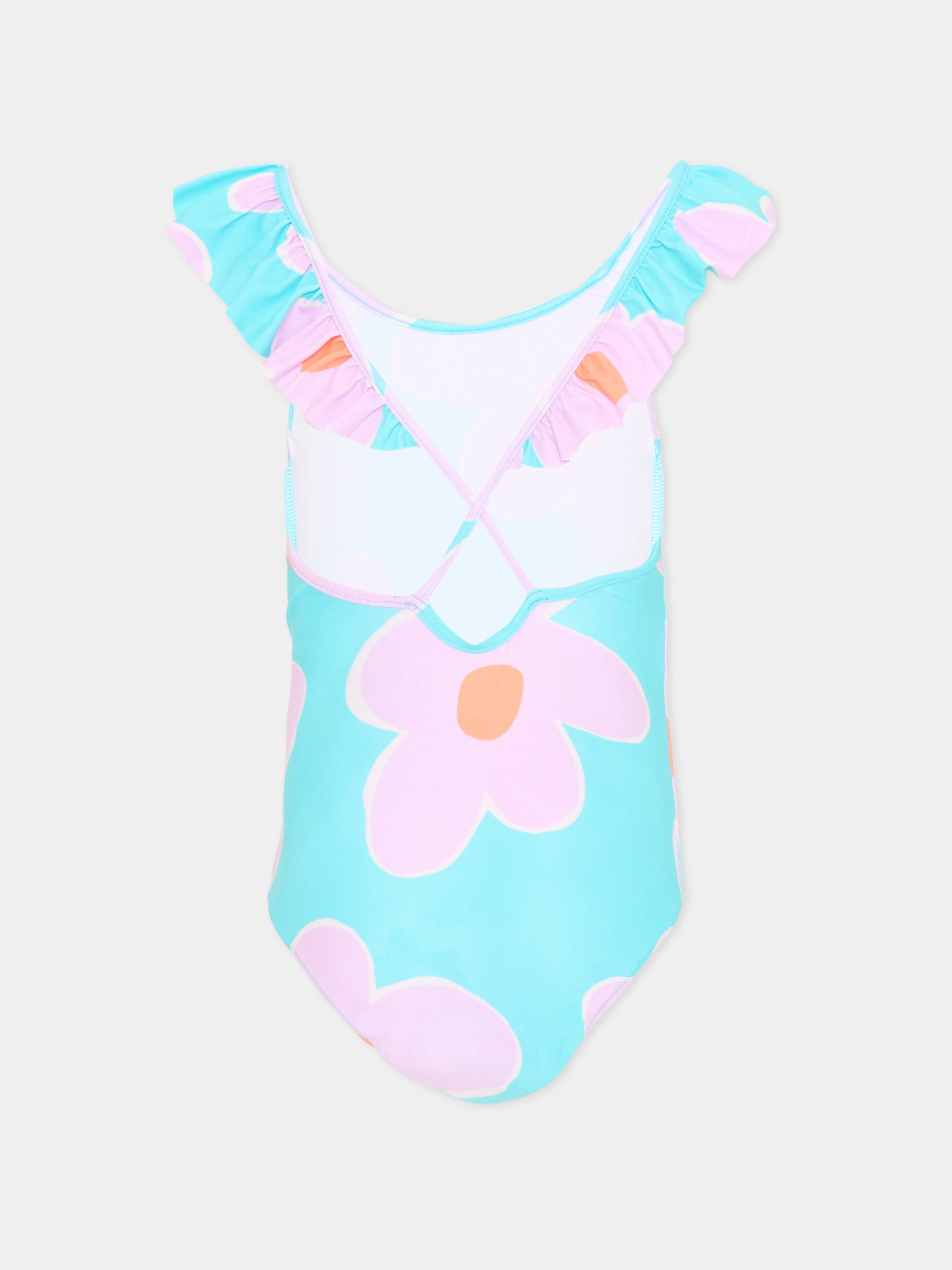 Costume intero lilla per bambina con fiori,Mayoral,3738 053