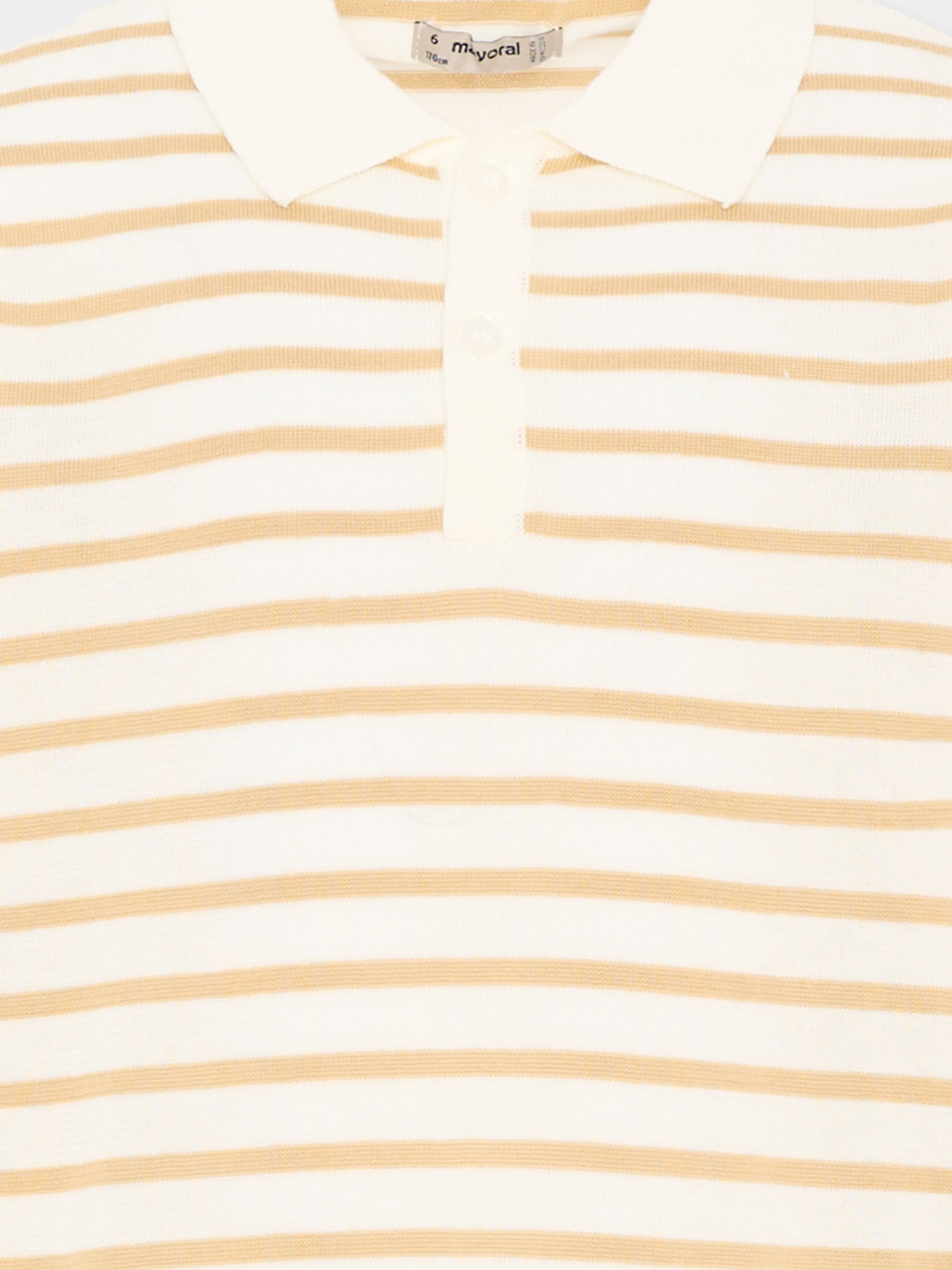 Polo avorio a righe per bambino,Mayoral,3106 090