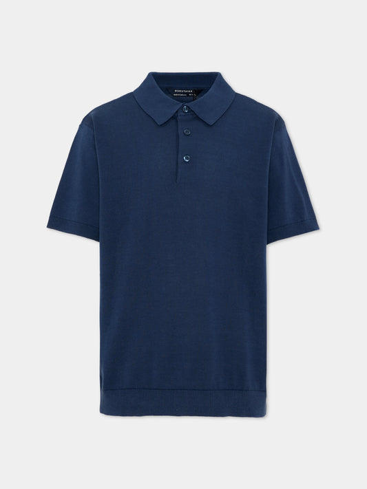 Polo blu per bambino in maglia fine,Mayoral,6162 048