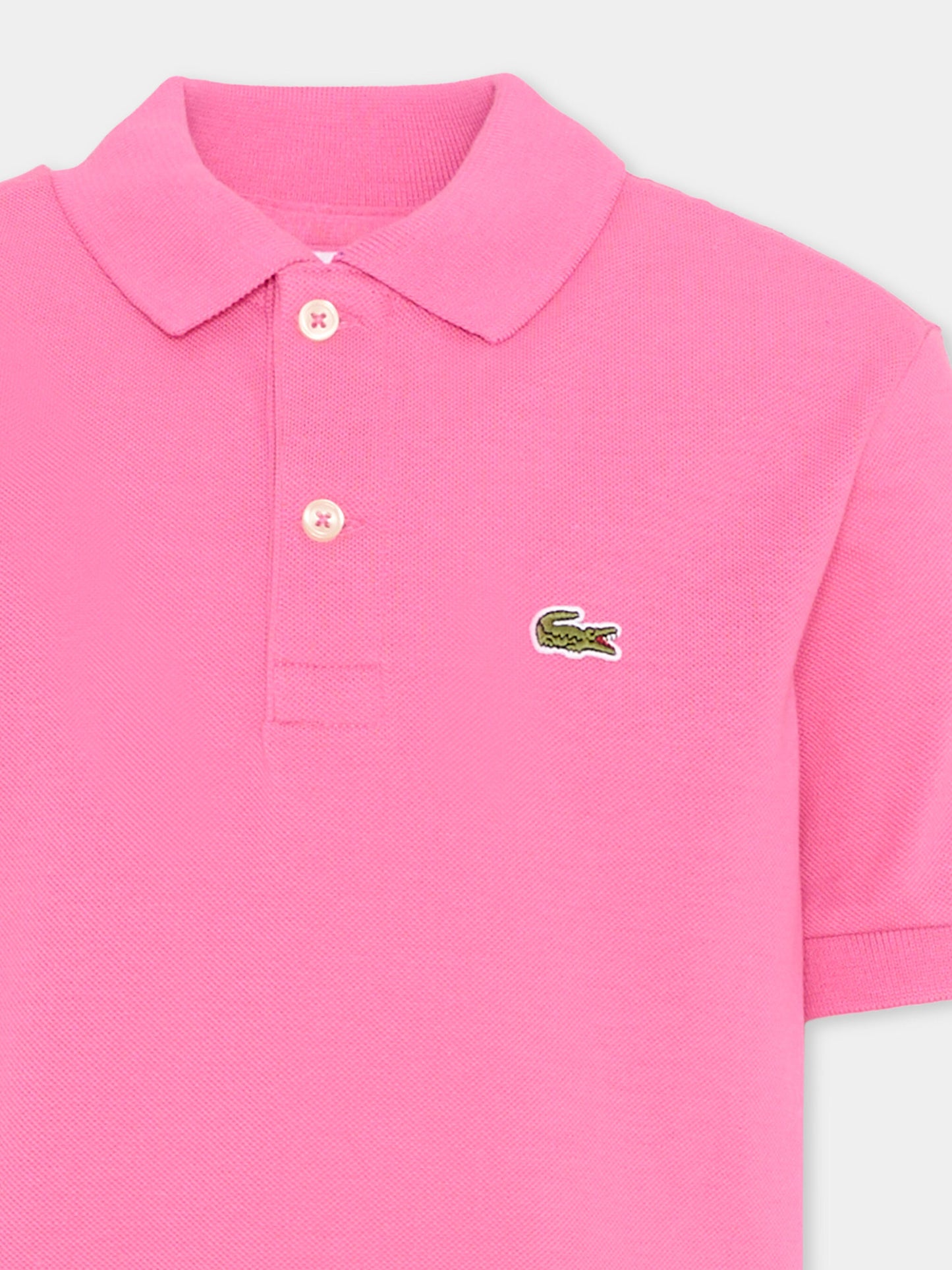 Polo fucsia per bambina con logo,Lacoste,7354 GLH