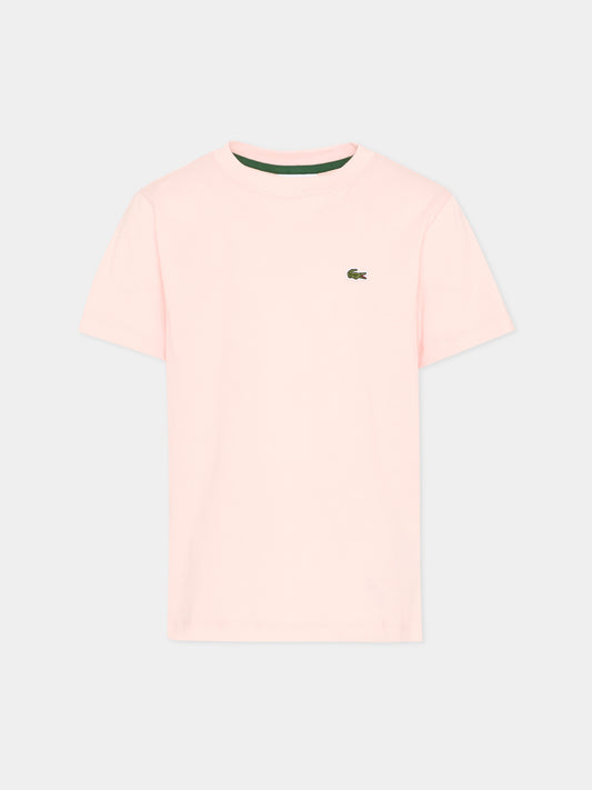 T-Shirt rosa per bambina con logo,Lacoste,7025 AL5