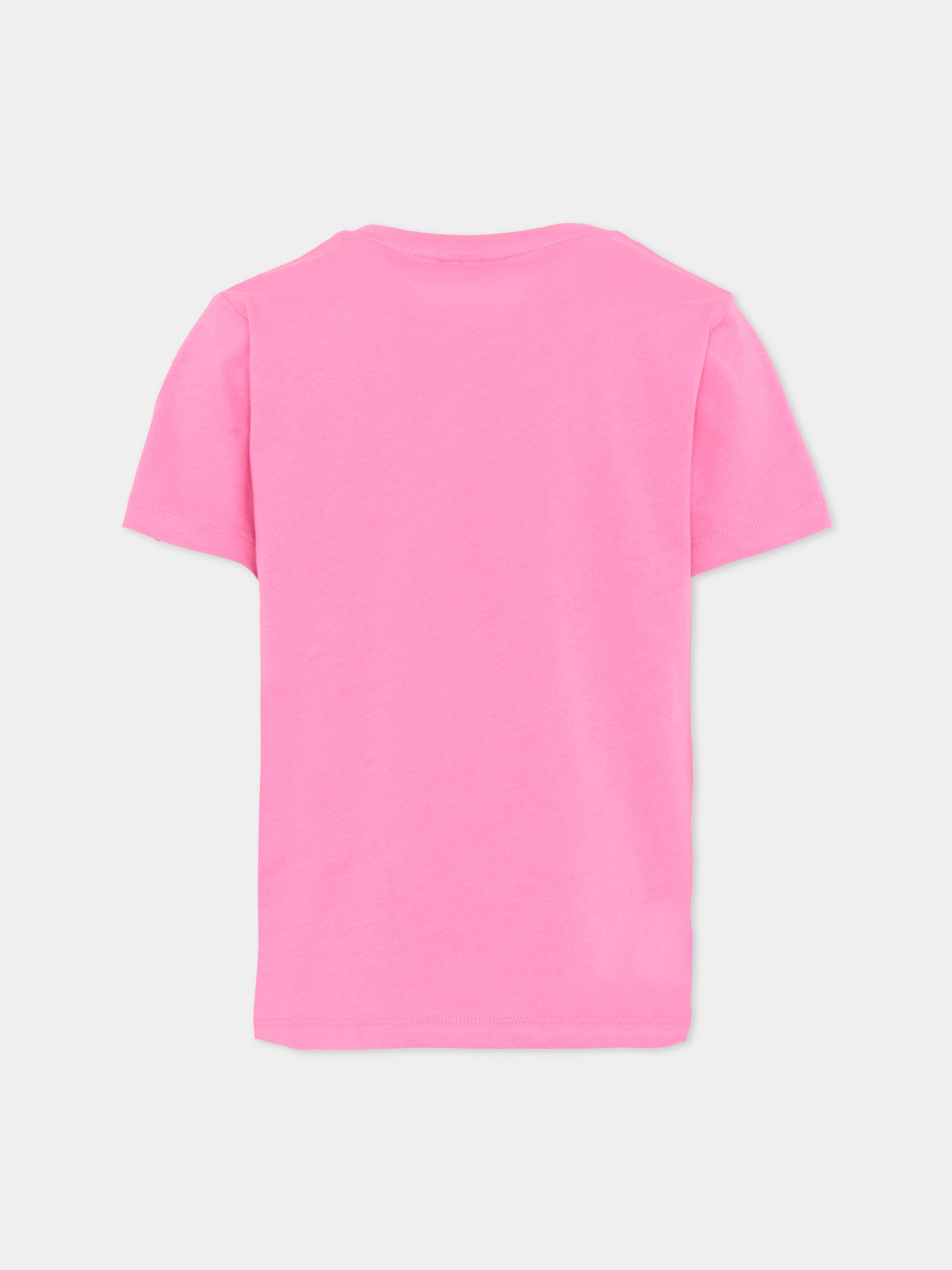 T-shirt fucsia per bambina con logo,Lacoste,7025 GLH
