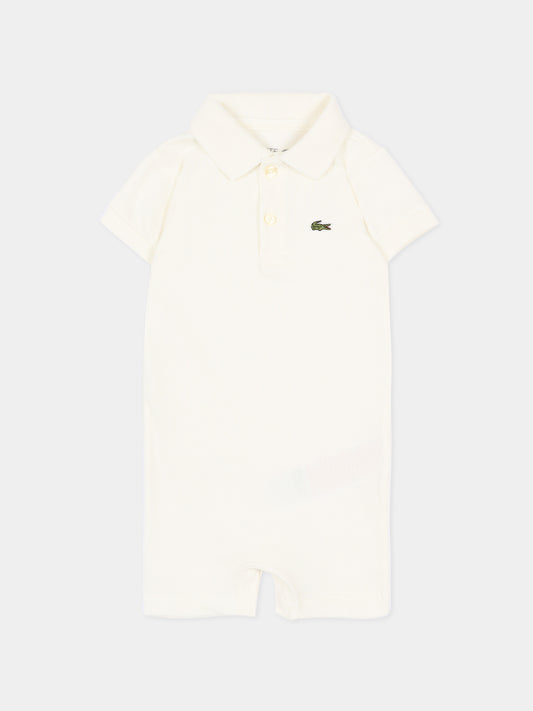Pagliaccetto avorio per neonato con logo,Lacoste,7455 70V