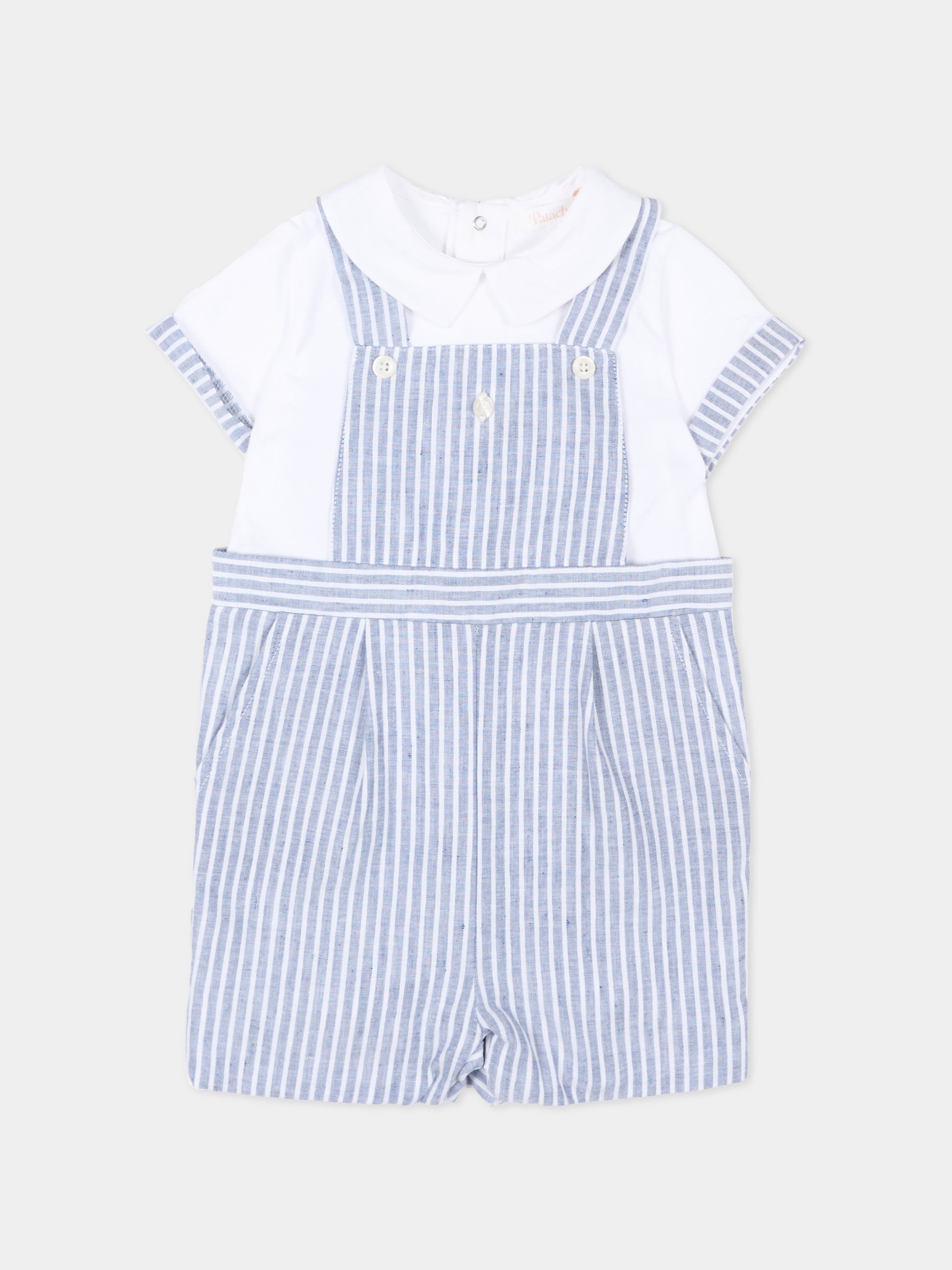 Tutina celeste per neonato a righe,Patachou,PAP MC4233146 360