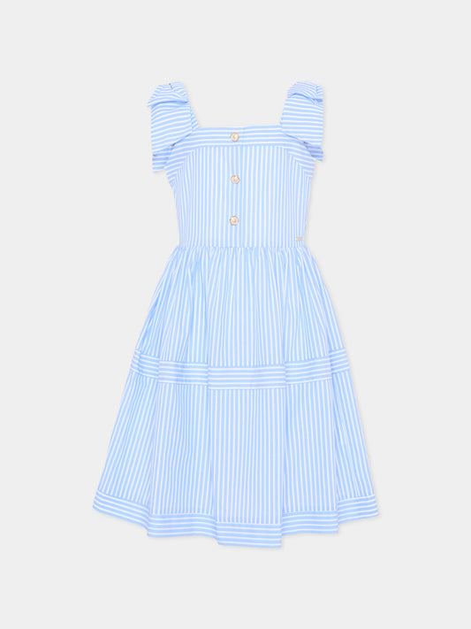 Vestito celeste a righe per bambina,Patachou,PAP VET4233461 303