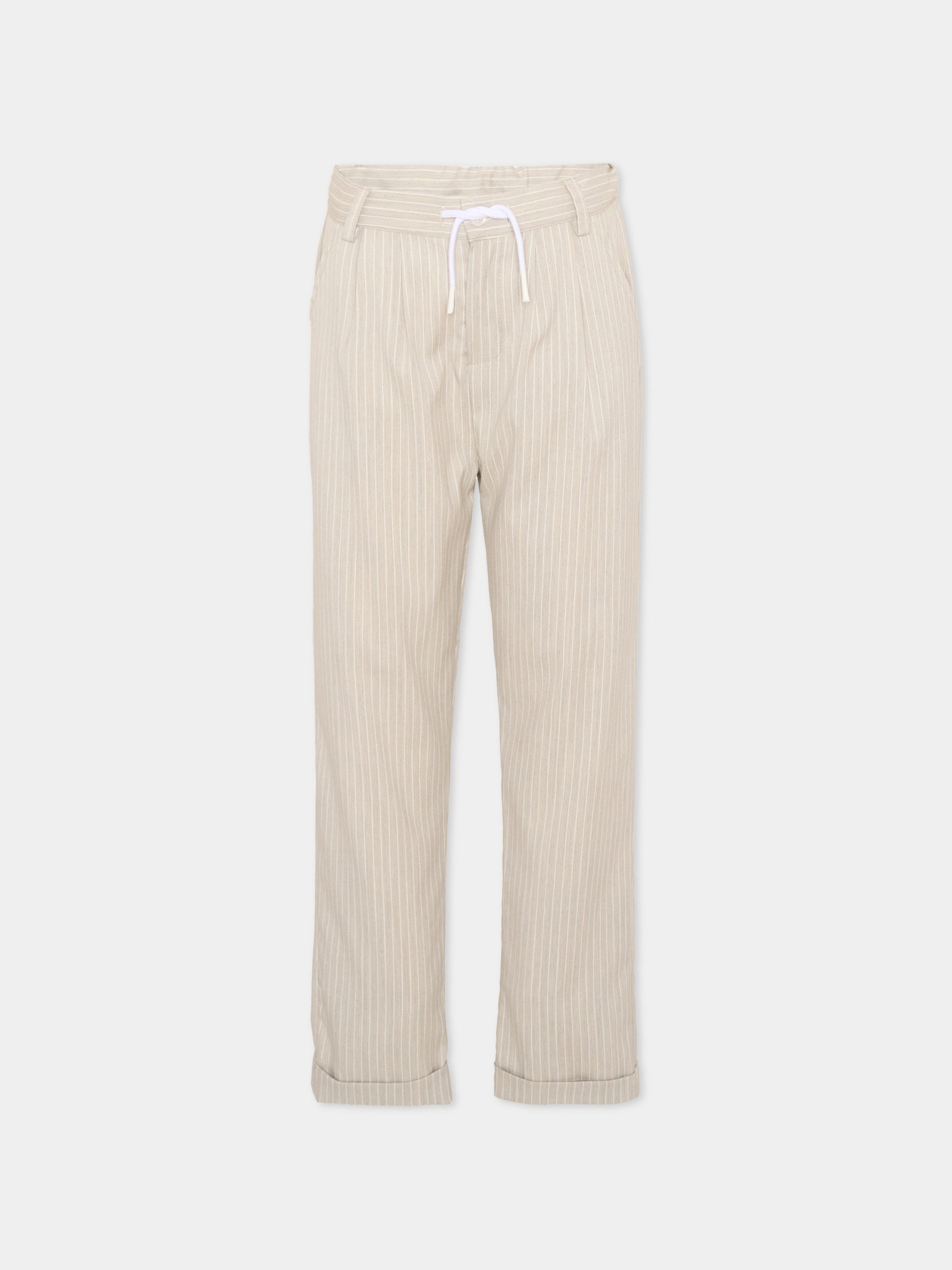 Pantaloni beige per bambino a righe,Patachou,PAP CAL4233399 D0032