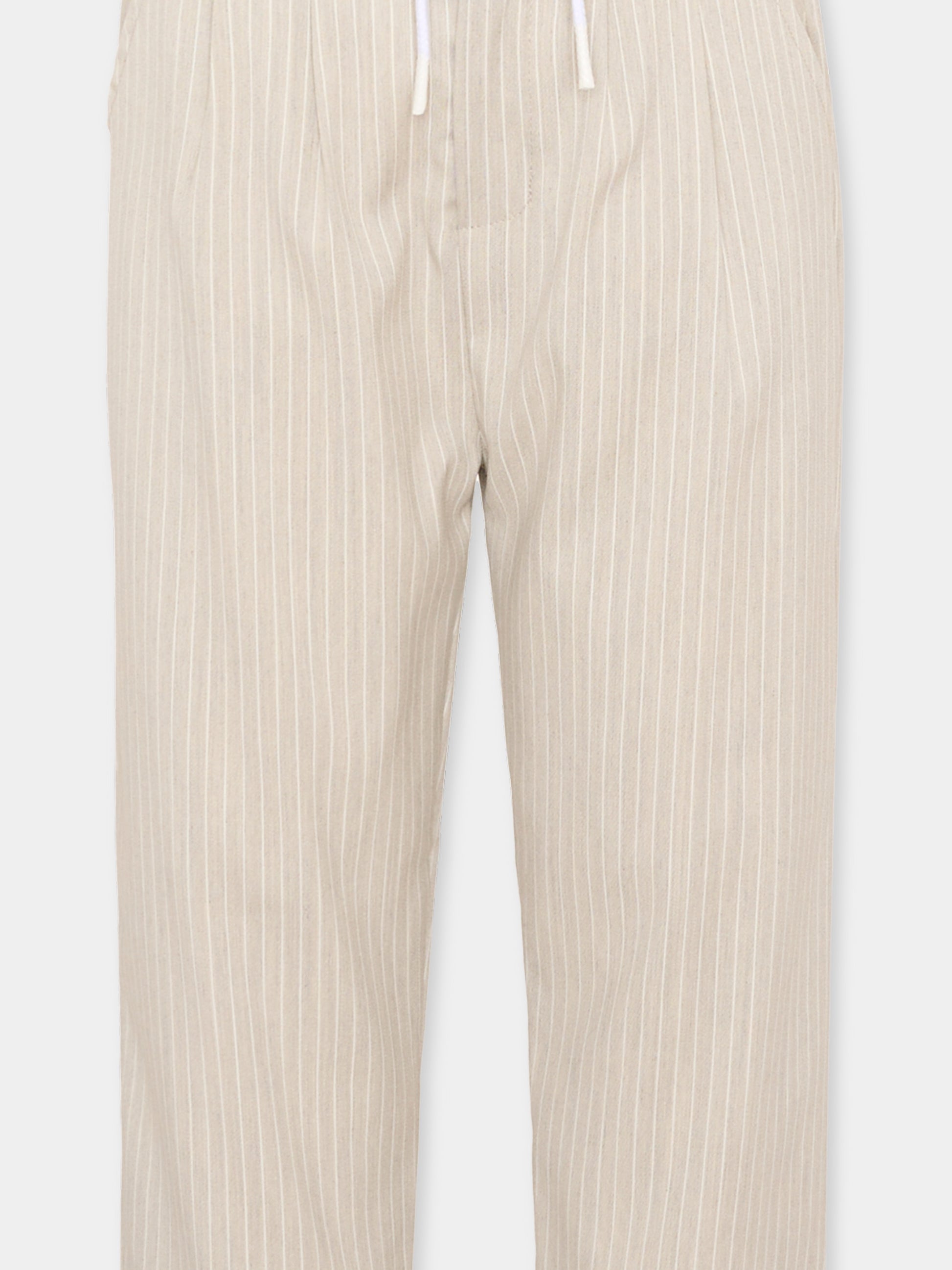 Pantaloni beige per bambino a righe,Patachou,PAP CAL4233399 D0032