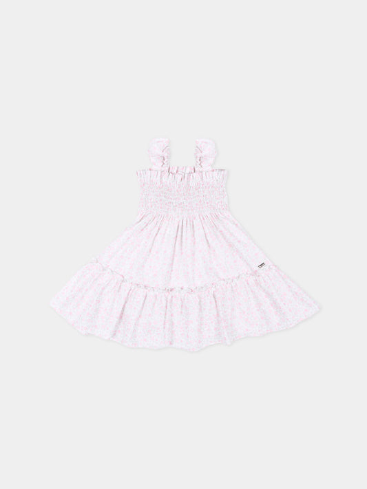 Vestito rosa per neonata con stampa floreale,Patachou,PAP VET4233621 Z0155