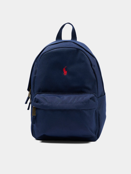 Zaino blu per bambini con logo,Ralph Lauren Kids,9AR187 BCV