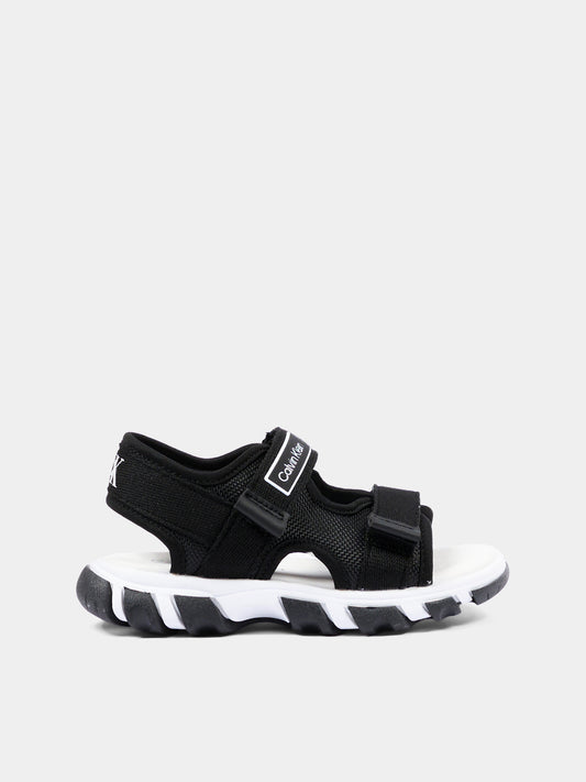 Sandali nero per bambini con logo,Calvin Klein Kids,V1B2 83321 1564999