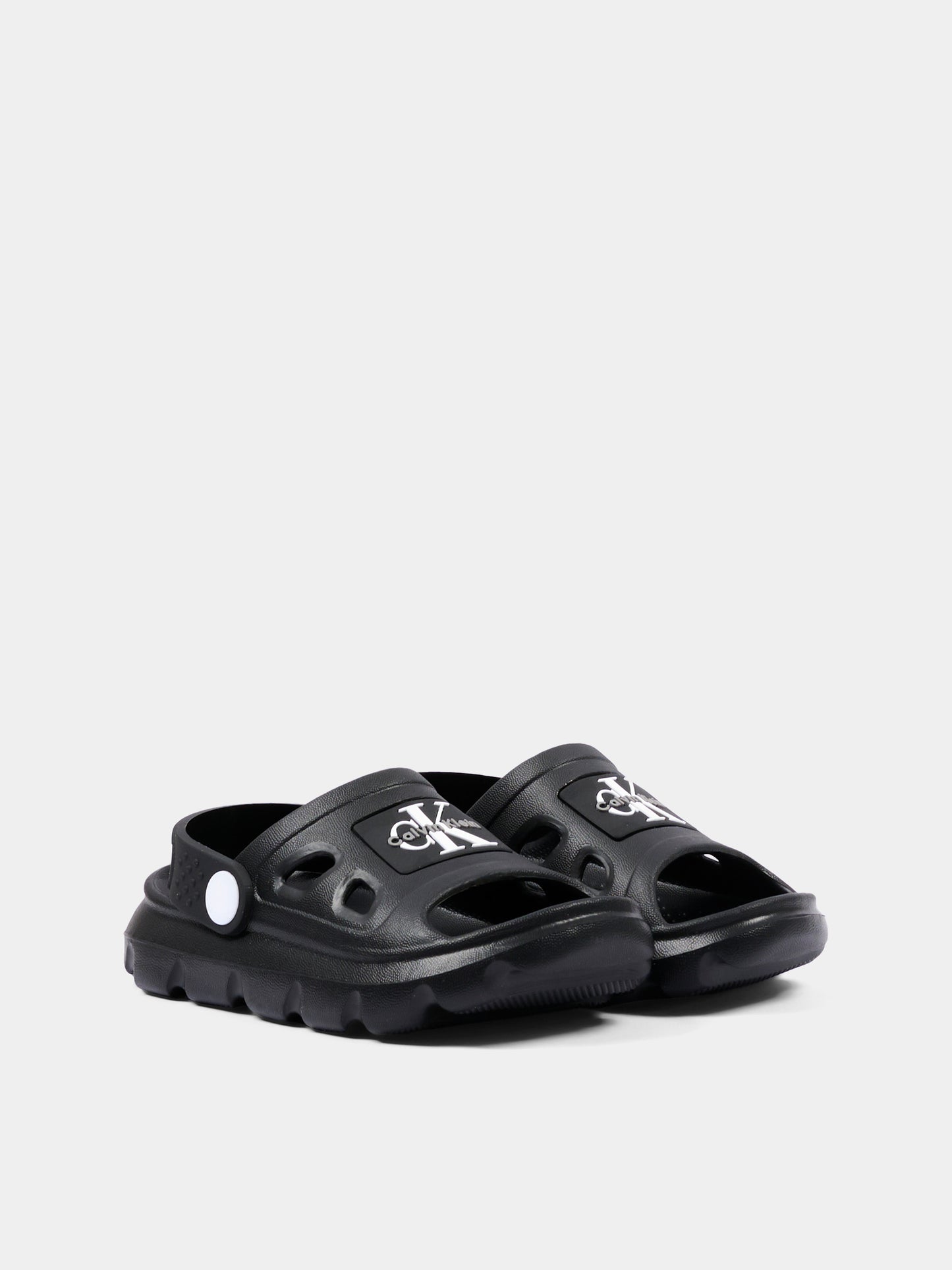 Sandali neri per bambini con logo,Calvin Klein Kids,V1XF 83326 0083999