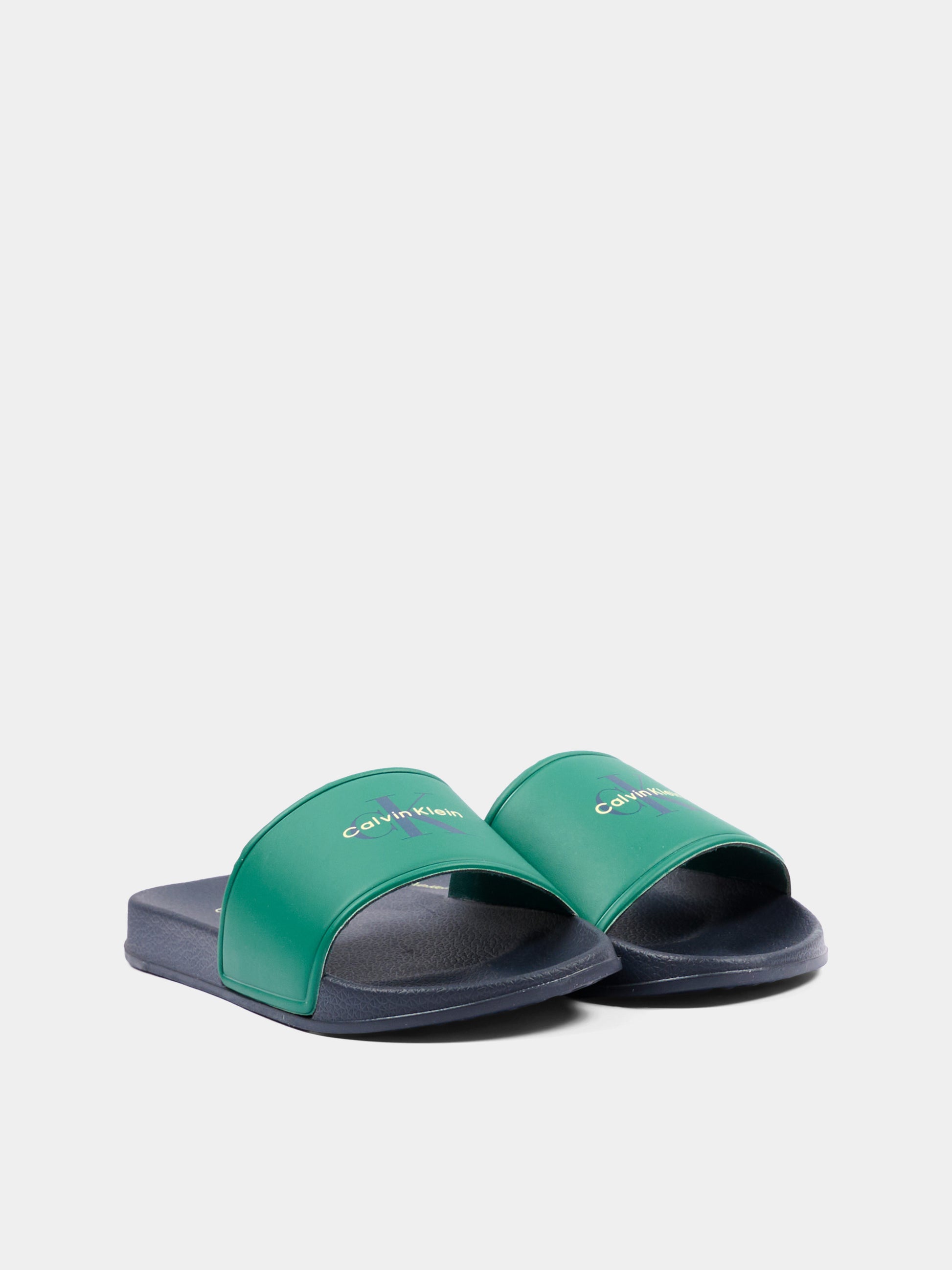 Ciabatte verdi per bambini con logo,Calvin Klein Kids,V3X0 83333 1172400