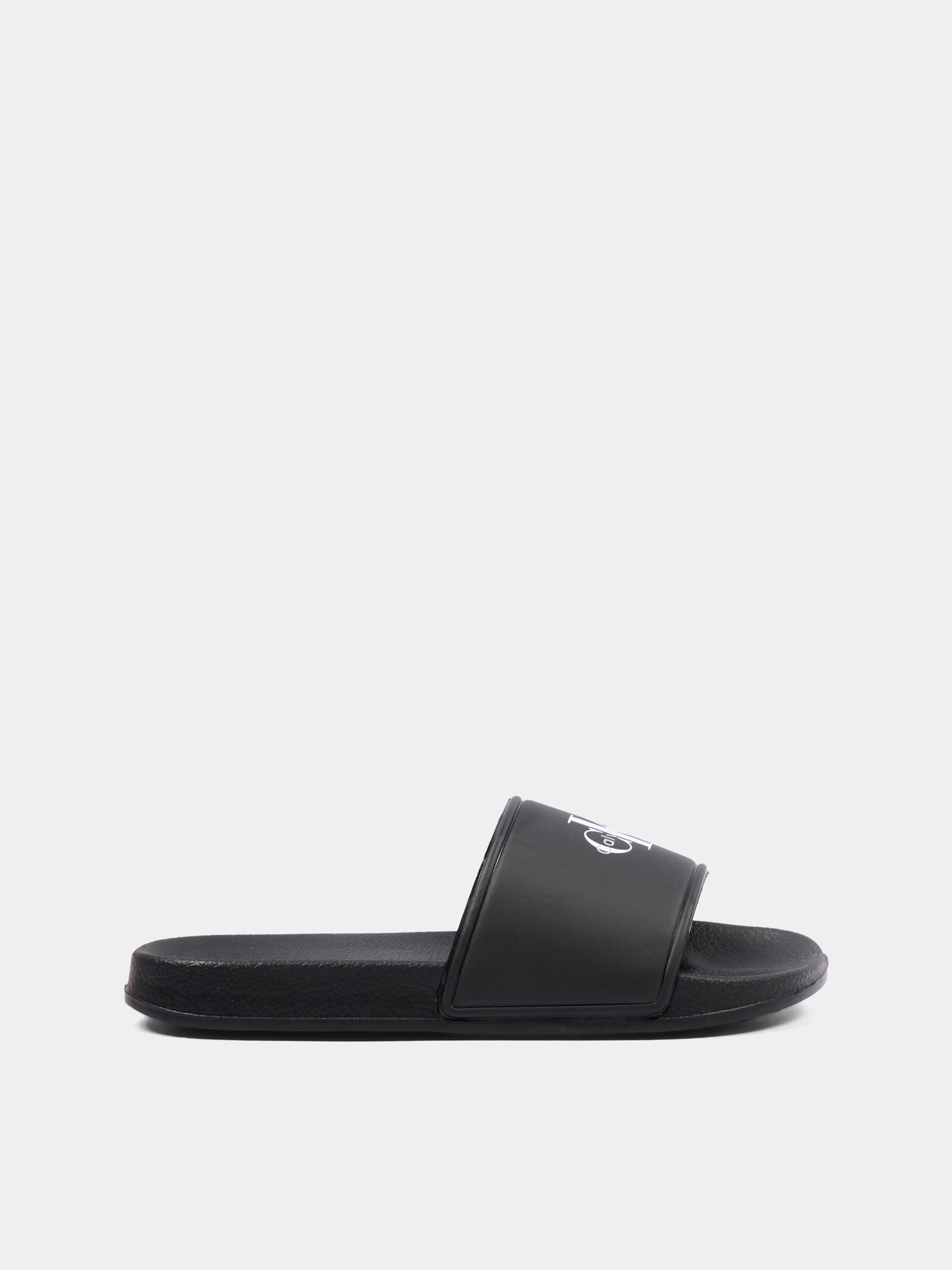 Ciabatte nere per bambini con logo,Calvin Klein Kids,V3X0 83333 1172999