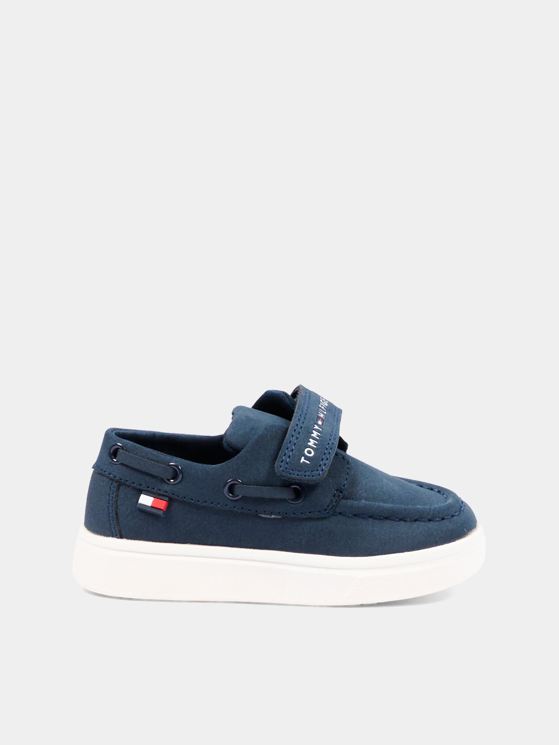 Mocassini blu per bambino con logo,Tommy Hilfiger Junior,T1B4 34340 0315800