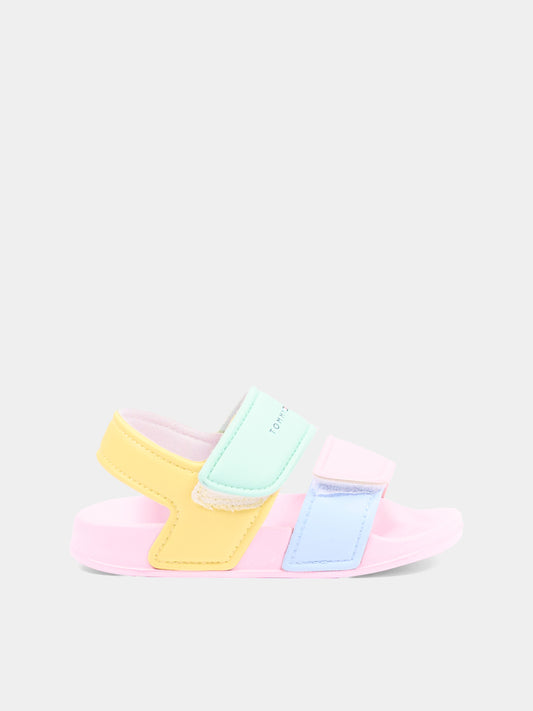 Sandali multicolor per bambina con logo,Tommy Hilfiger Junior,T1AF 34316 1172Y913